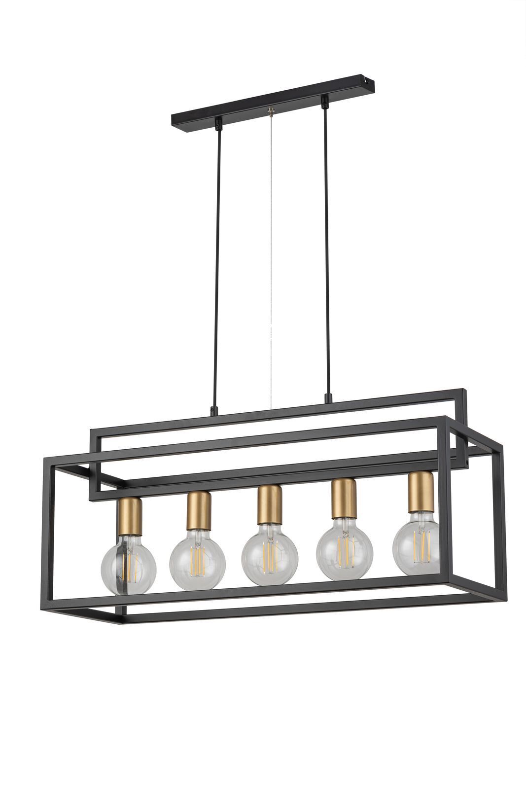 Lampe à suspendre multi-flamme or noir métal E27