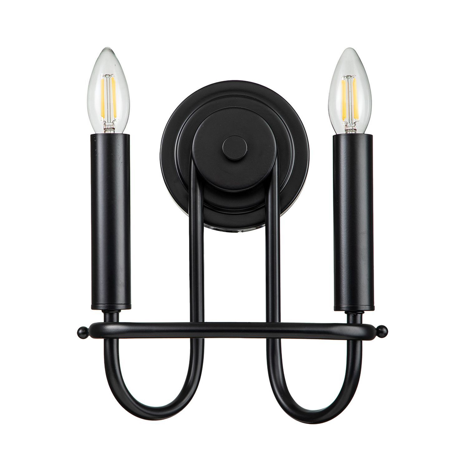 Applique Noir Métal H : 27 cm E14 2 flammes Moderne