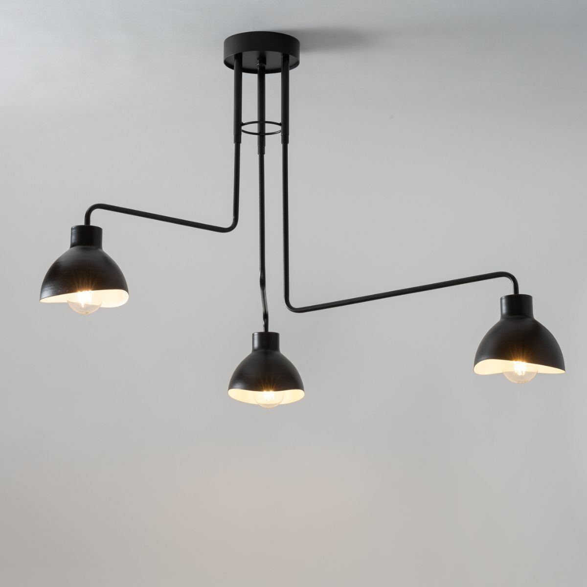 Plafonnier stylé noir blanc E27 3 flammes