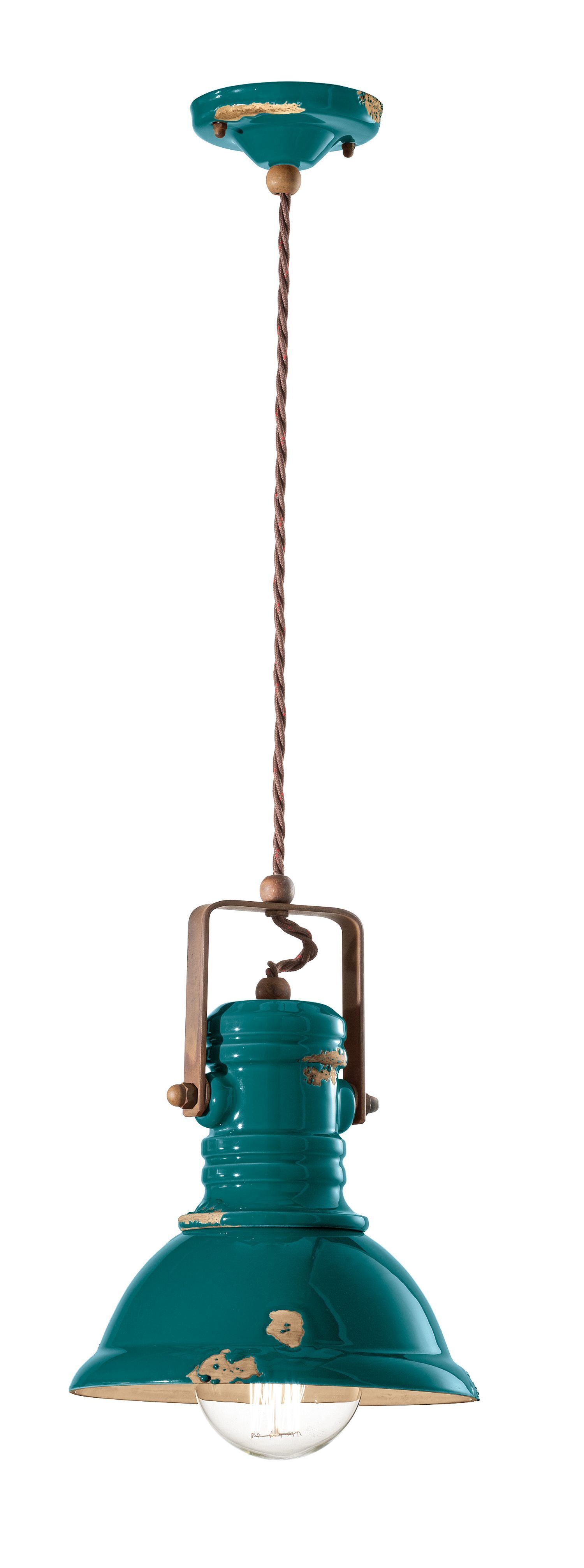 Lampe à suspendre métal céramique E27 D : 23 cm rond CARLO