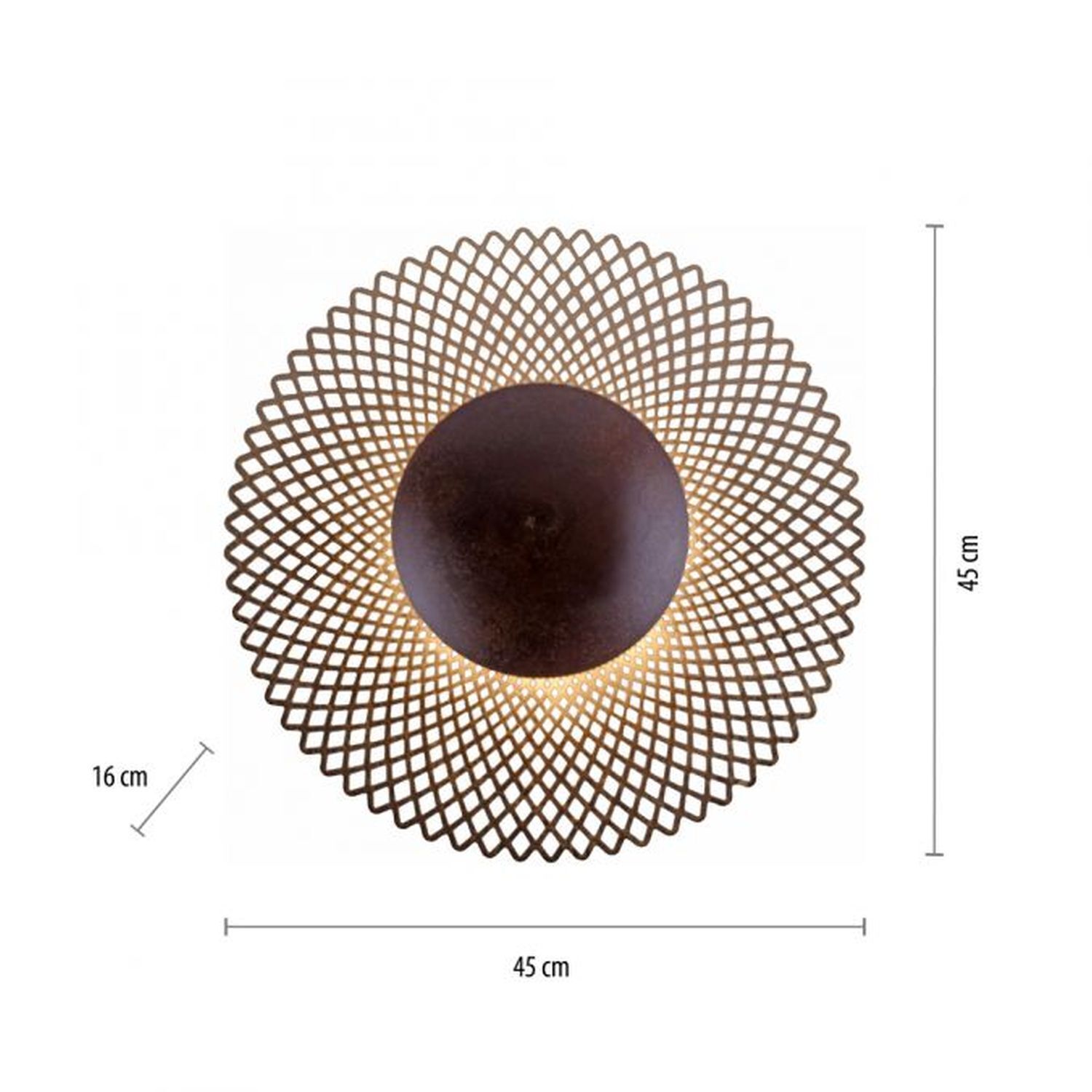 Plafonnier LED métal rouille-or Ø45 cm 12 W intensité lumineuse variable Sphäre, Lampe