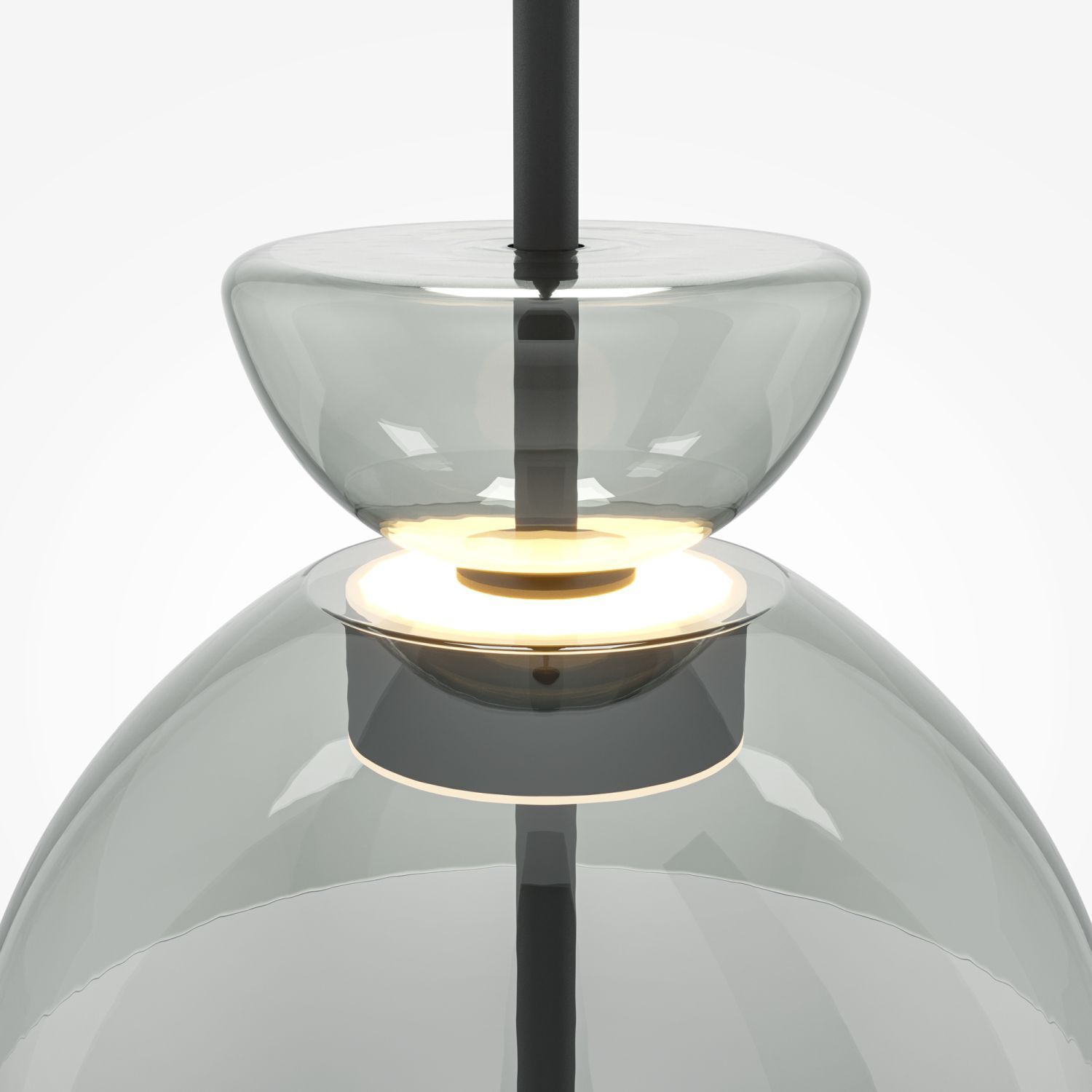 Suspension LED métal verre fumé H : max. 348 cm BRUNO