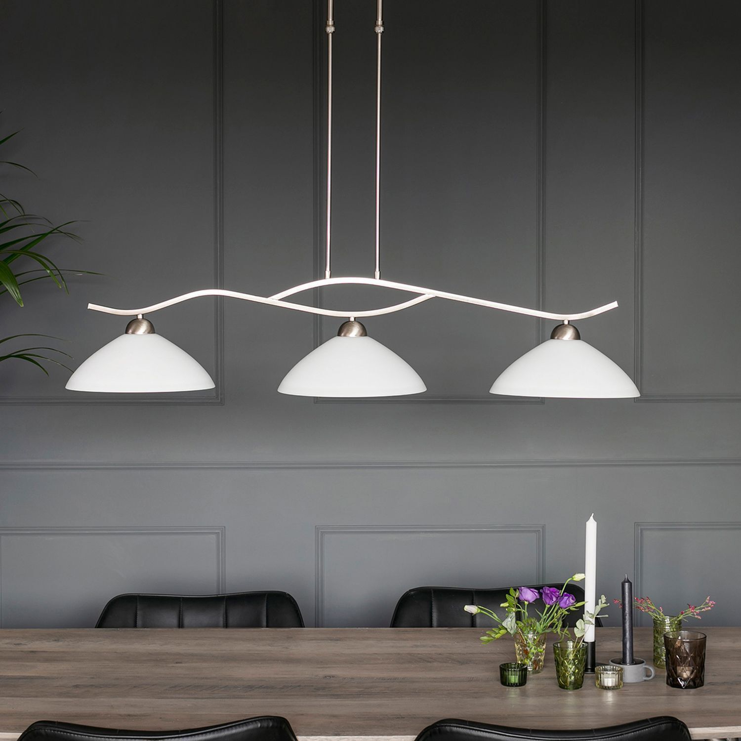 Plafonnier faible éblouissement métal verre en acier blanc 112 cm