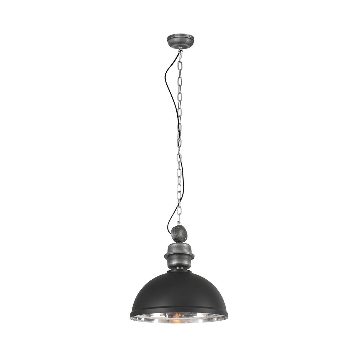 Lampe à suspendre industrielle métal acrylique noir Ø47 cm E27