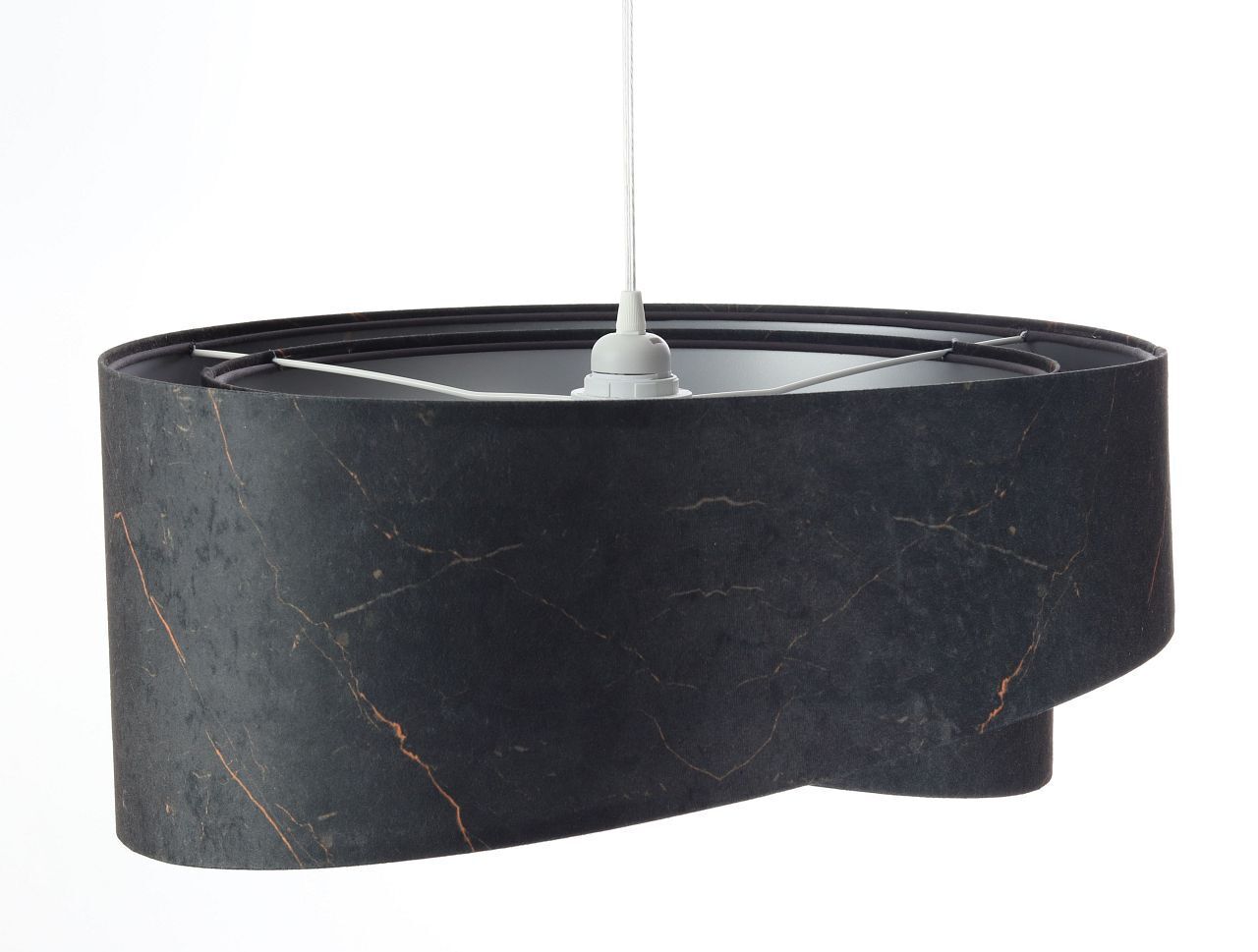 Suspension Noir Argent E27 D : 50 cm Tissu aspect velours