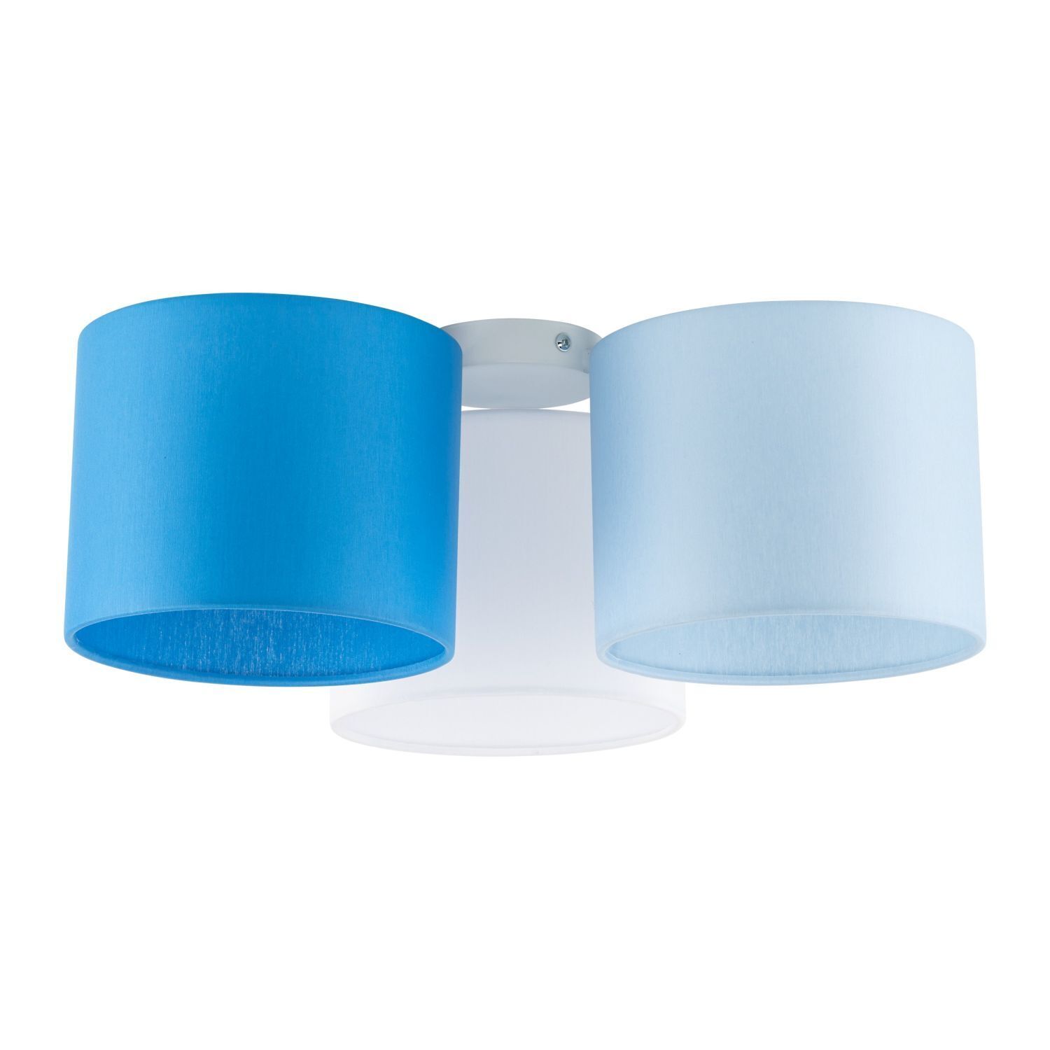 Lampe de chambre d'enfant bleu blanc 3 flammes tissu E27 plafond