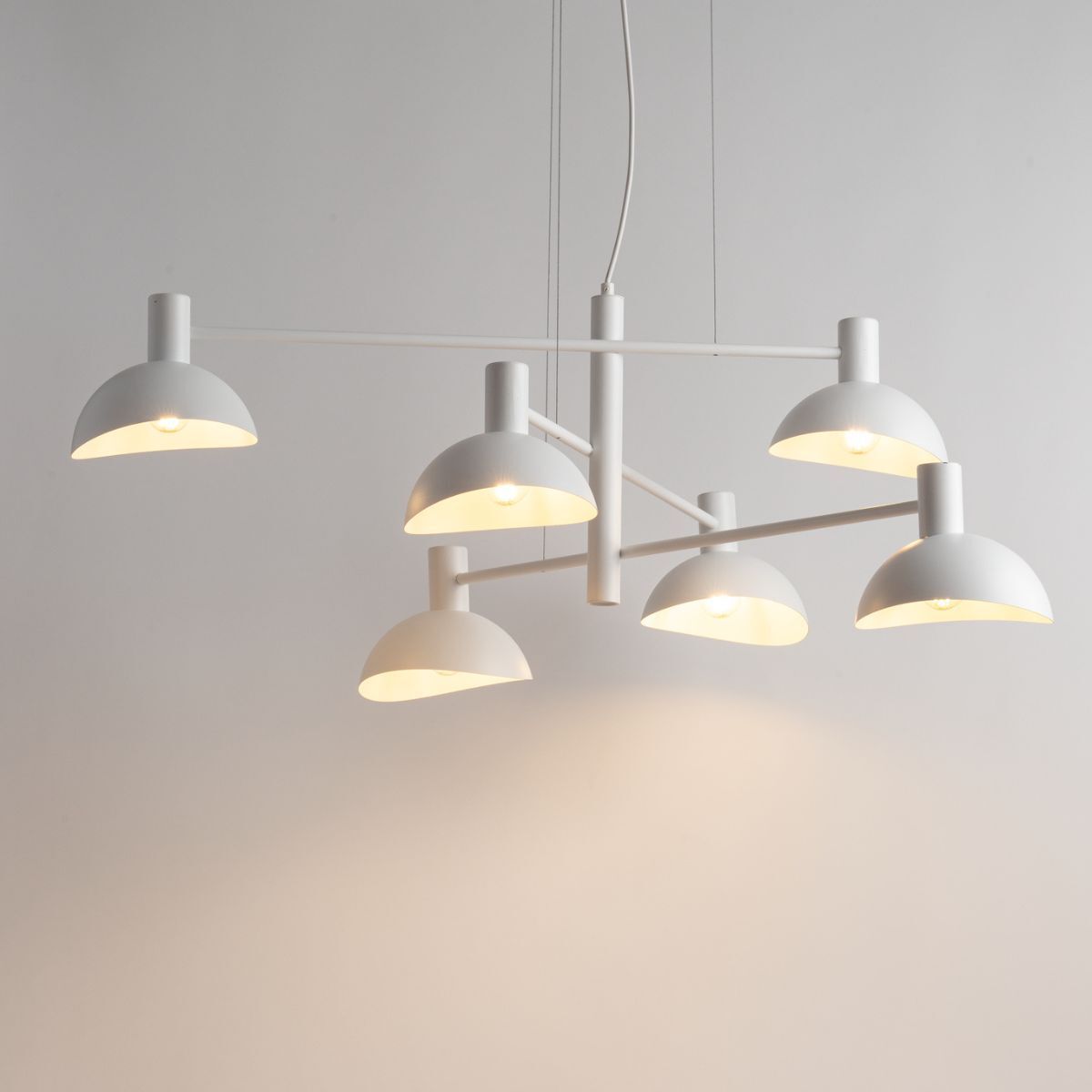 Suspension moderne Blanc Métal E14 L:90 cm Grand