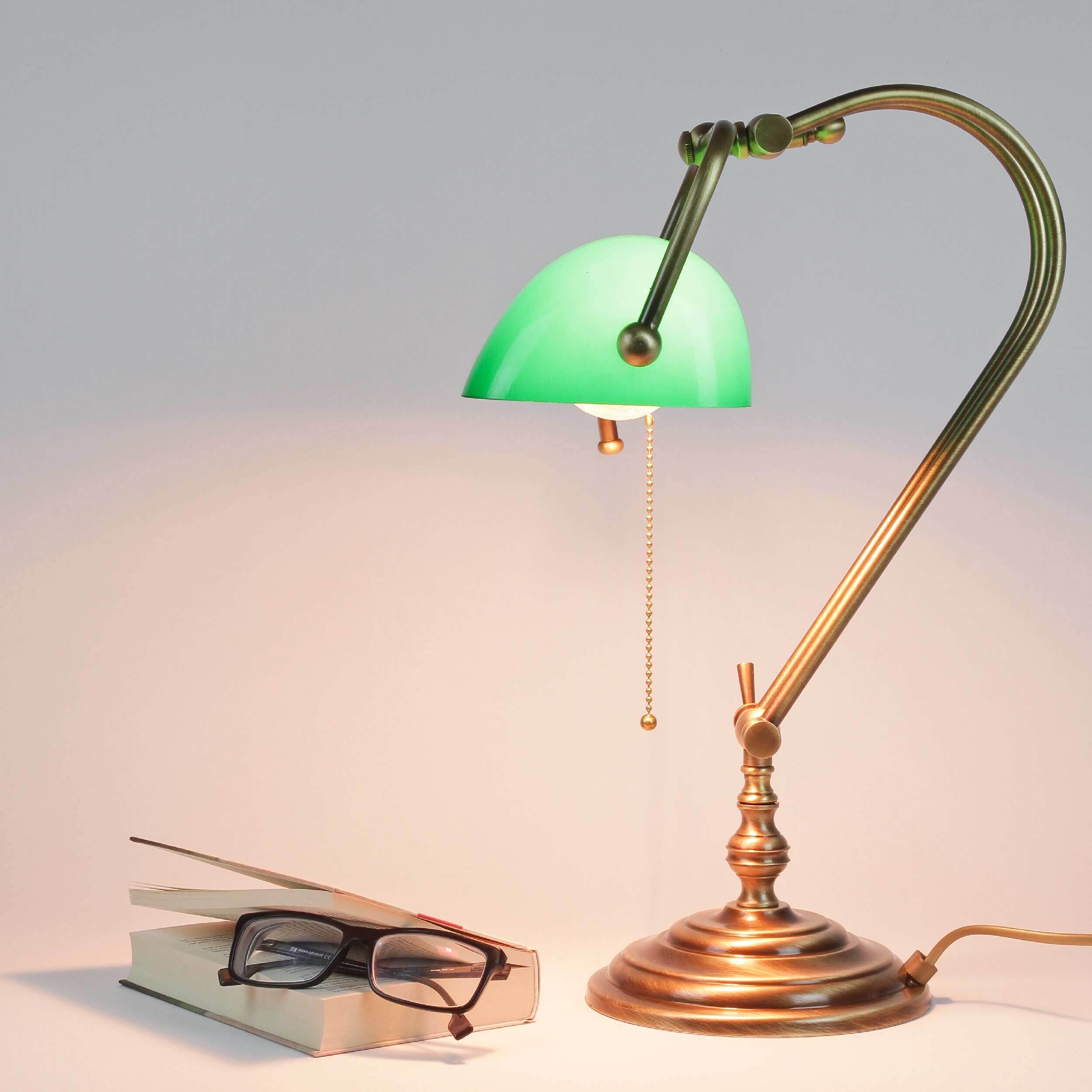 Banker lampe de table en laiton véritable en bronze