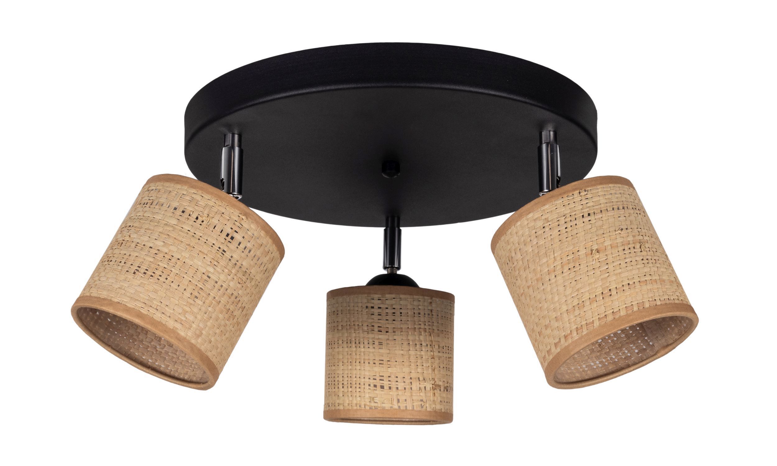 Deckenleuchte, Korblampe, Wickel-Lampenschirm, Rattan, Deckenlampe mit drei Spots