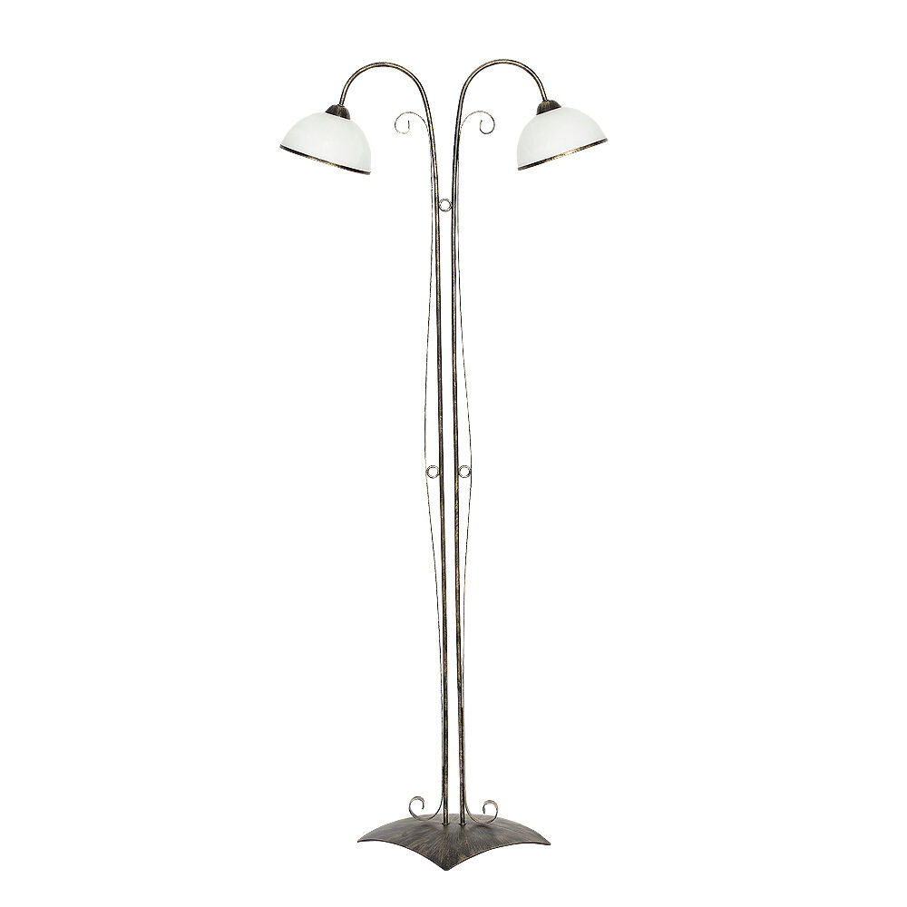 Lampe sur pied ANTICA en laiton patiné 2flmg