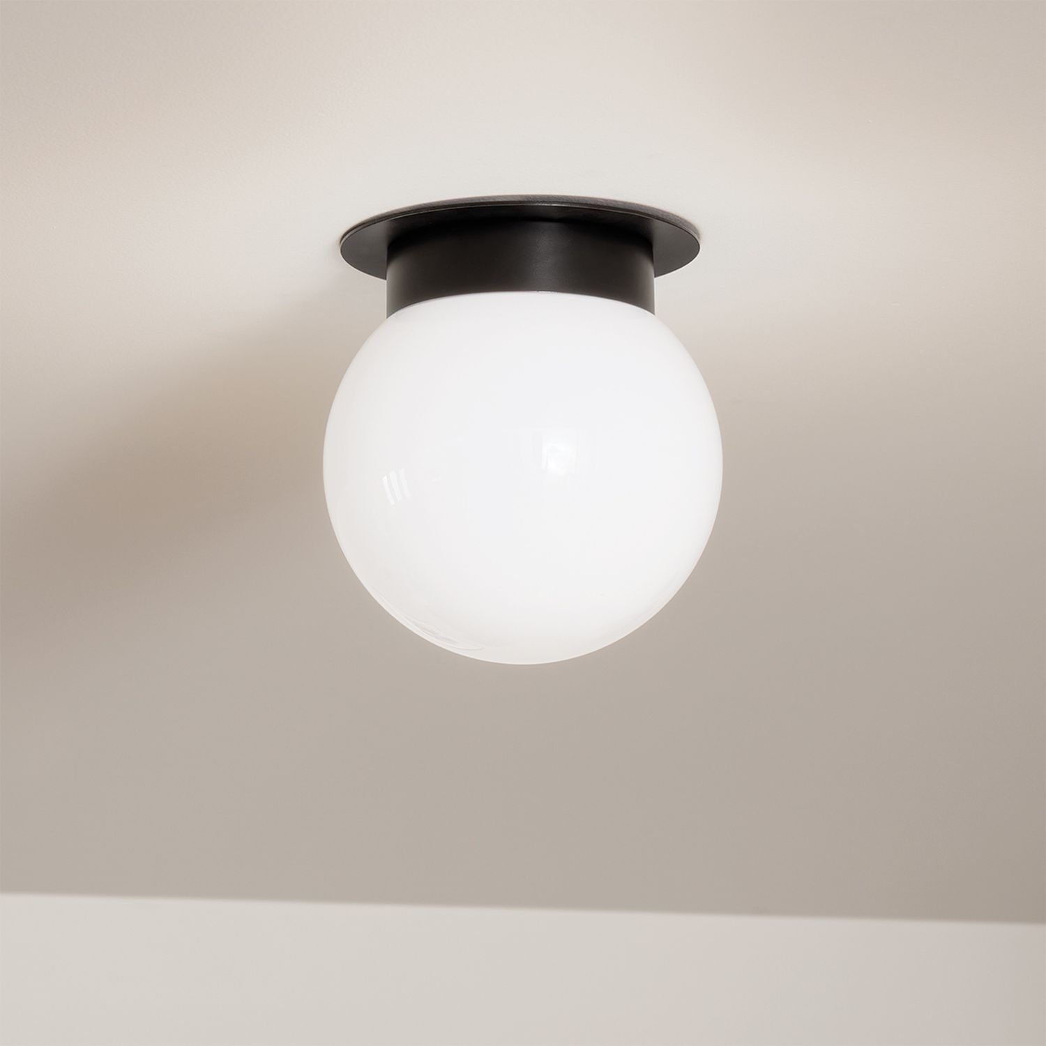 Lampe de plafonnier Abat-jour sphérique verre métal Ø 20,3 cm noir blanc E27 Deckenleuchte, Leuchte