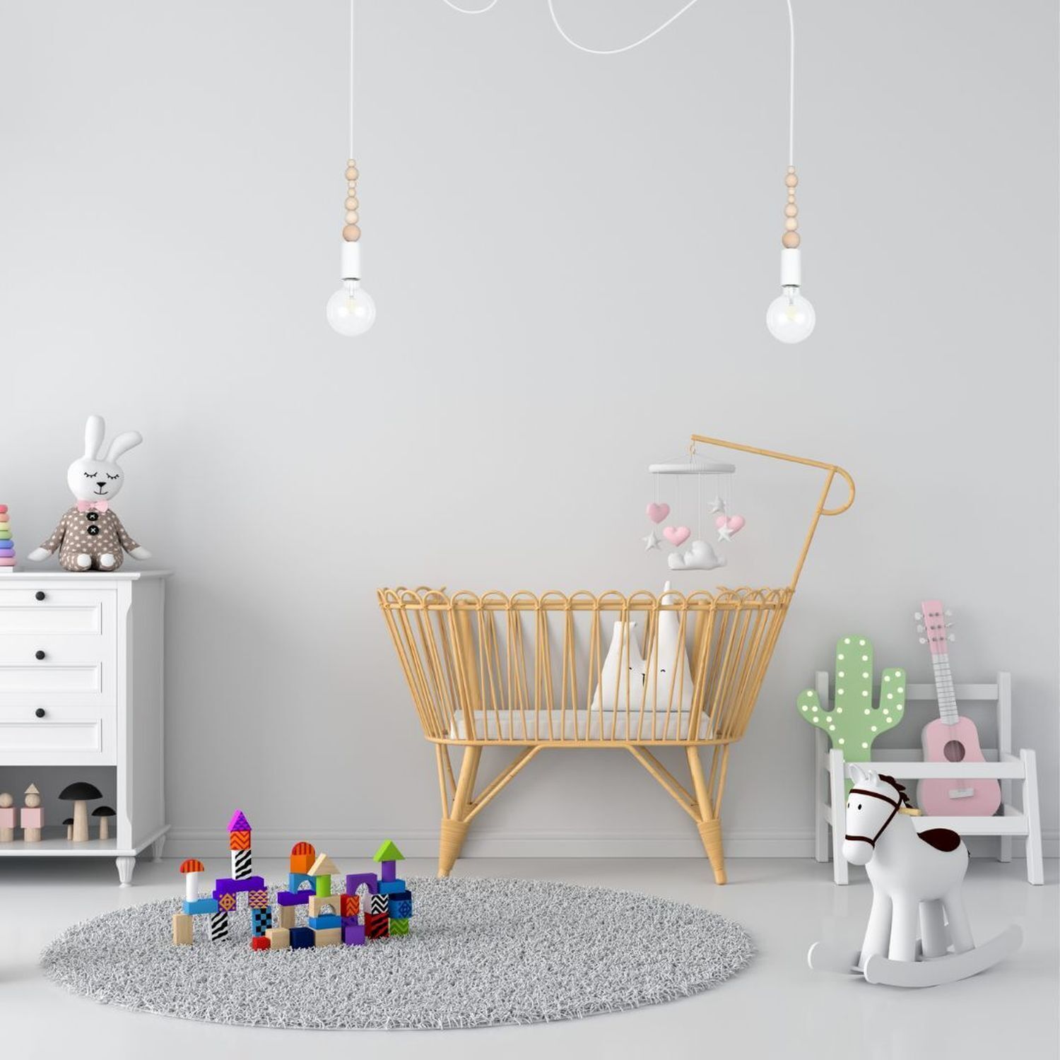 Große Spider Pendelleuchte Holz Metall E27 400 cm Weiß baby crib, neu nursery dekoration, holz krippe, weiche spielzeuge, spielmatte