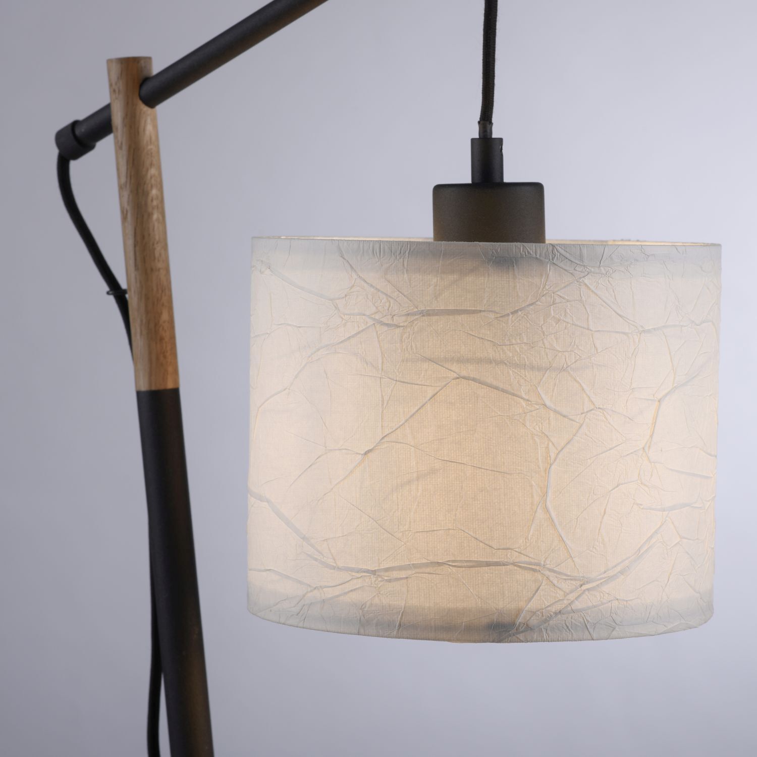 Blendarme Tischlampe Papier Holz E27 48 cm Leselicht Lampe, Lampenschirm