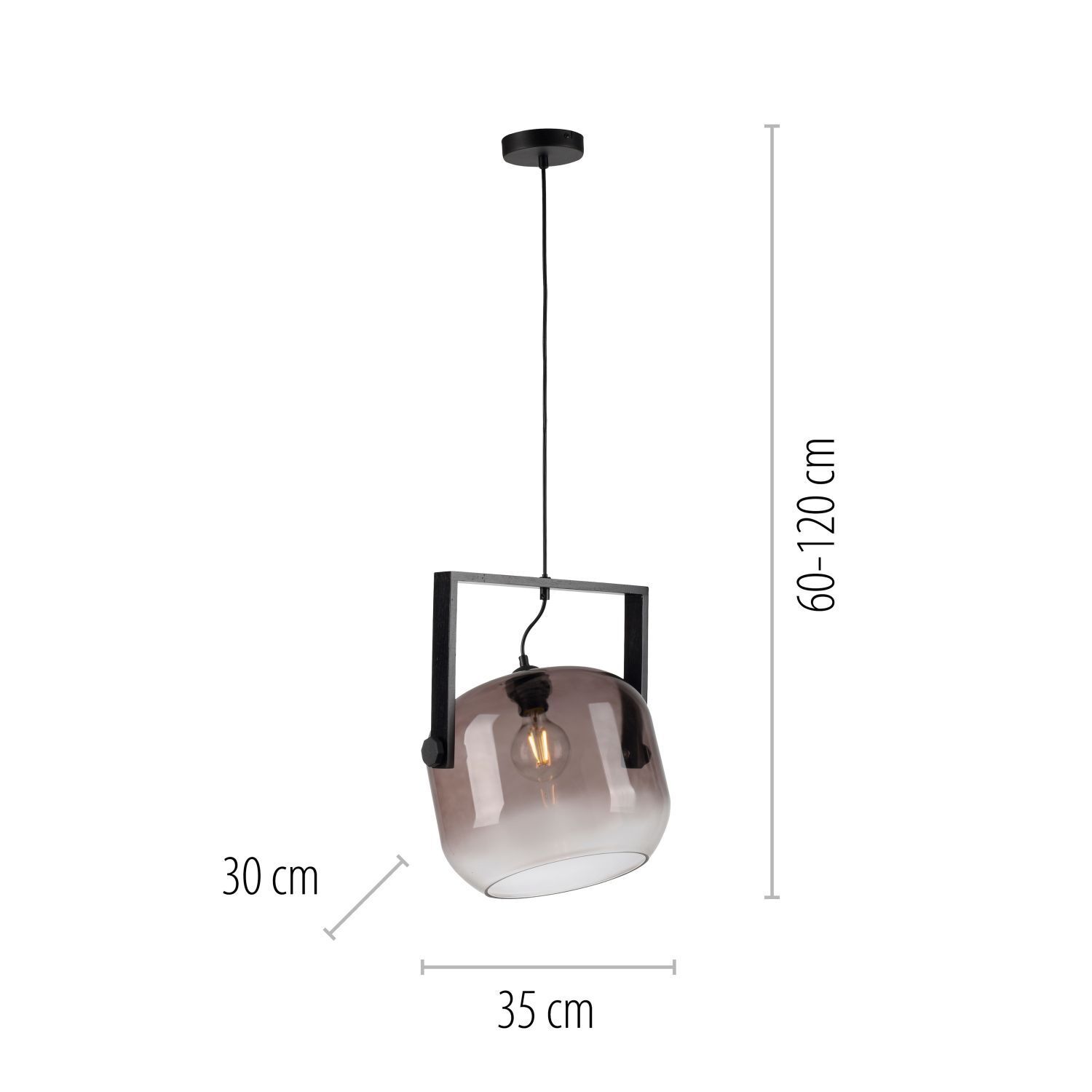 Blendarme Lampe à suspendre verre métal L:35 cm E27 Industrie Lampe, Leuchte