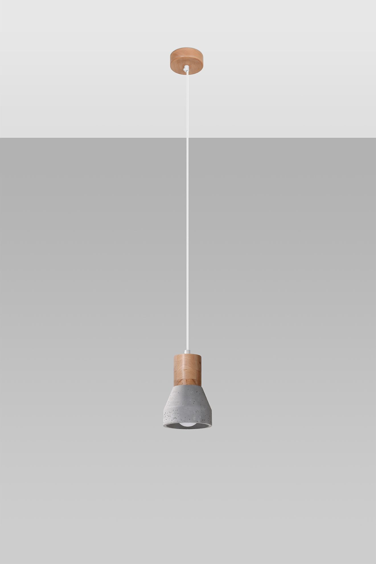 Suspension Béton Bois Ø 12 cm Scandinave E27