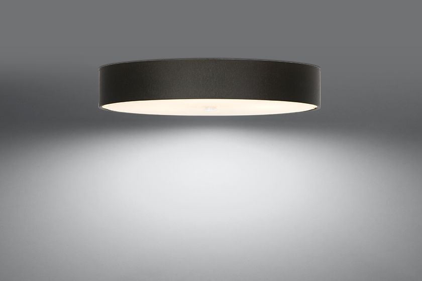 Plafonnier noir Ø 80 cm rond tissu verre 6x E27