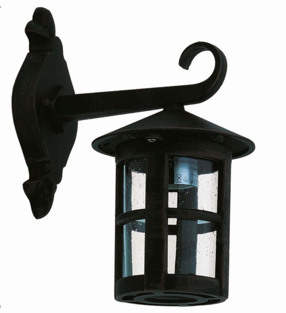 Lampe d'extérieur rustique Mur Noir IP43 protégé contre la pluie