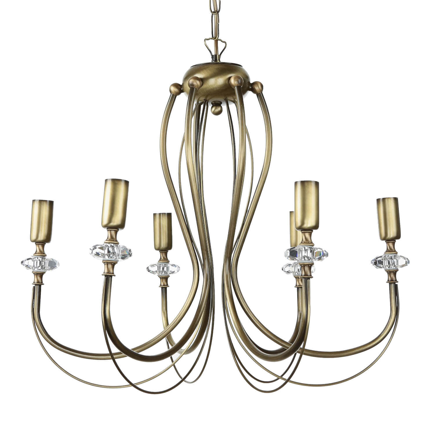 Lustre rustique métal en laiton E14 6-flamme