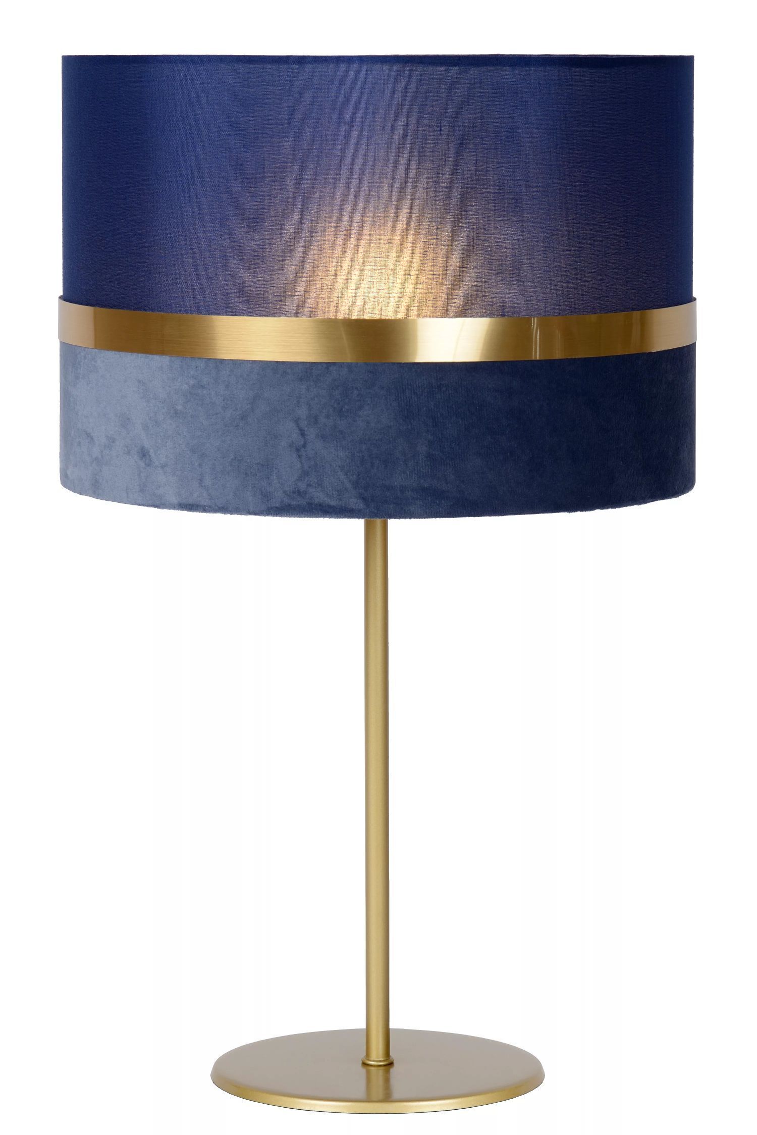 Tischlampe Stoffschirm Blau Gold 50 cm E14 blendarm Lampe, Lampenschirm, Tischlampe