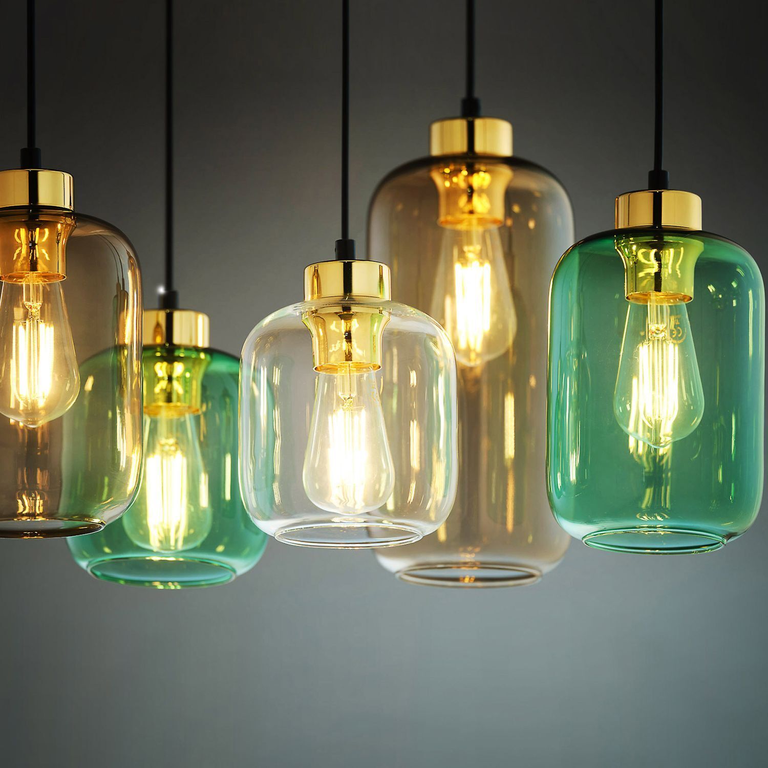 Lampe à suspendre verre métal 6 flammes E27 salle à manger