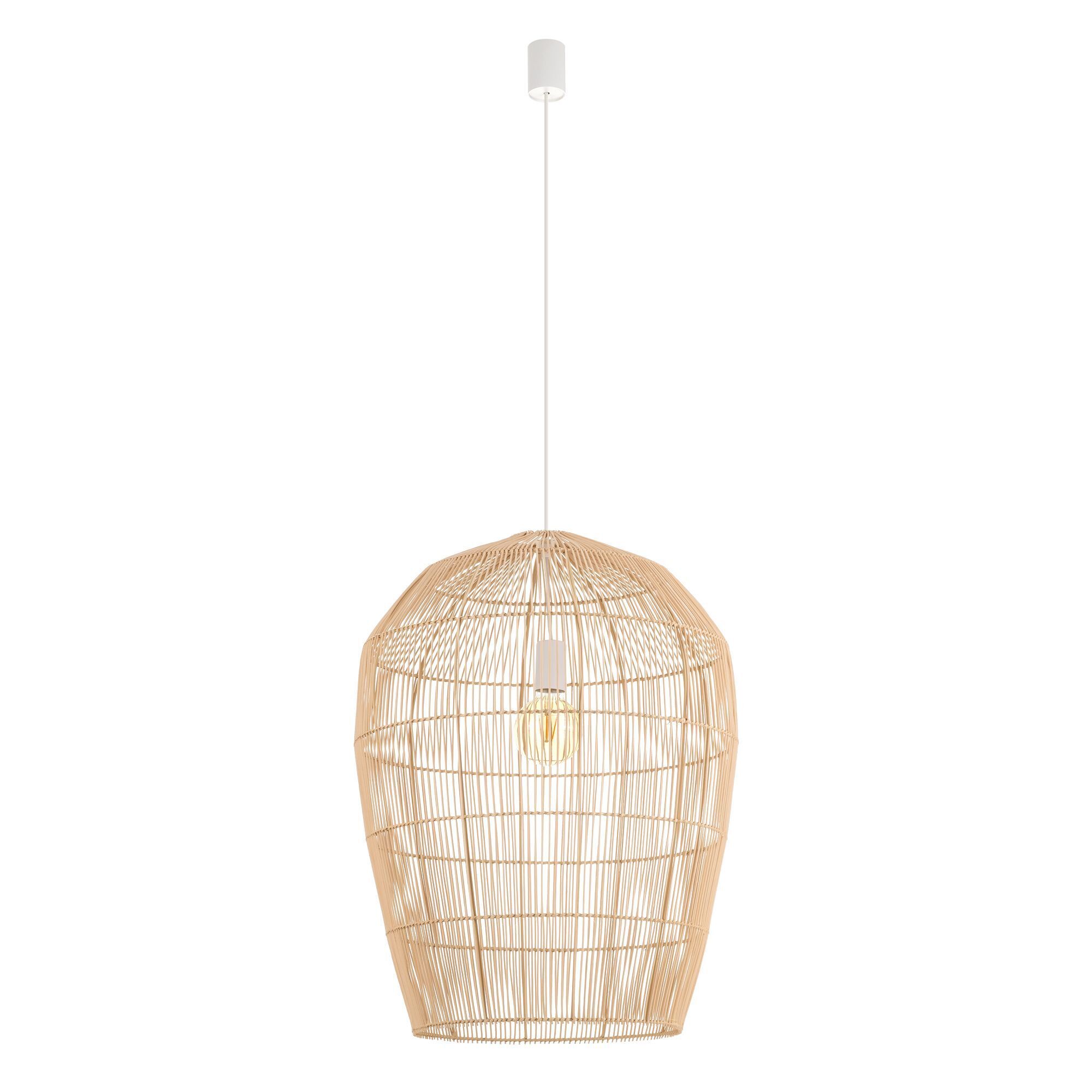 Hängeleuchte, Lampe, Korbschirm, Naturholz, Pendant
