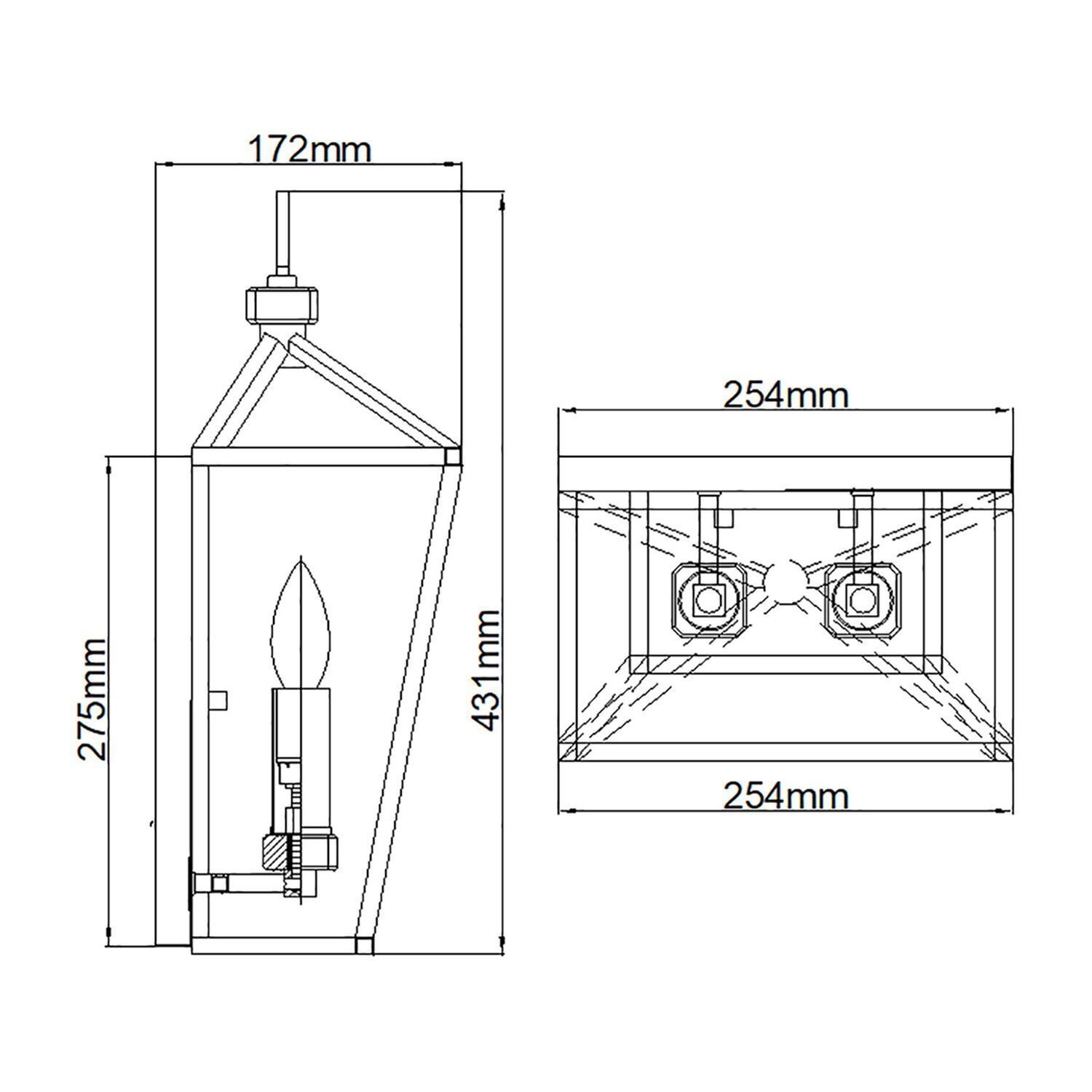 dimensional-drawings, lighting-fixture, wall-light, sconce, cfl-lamp