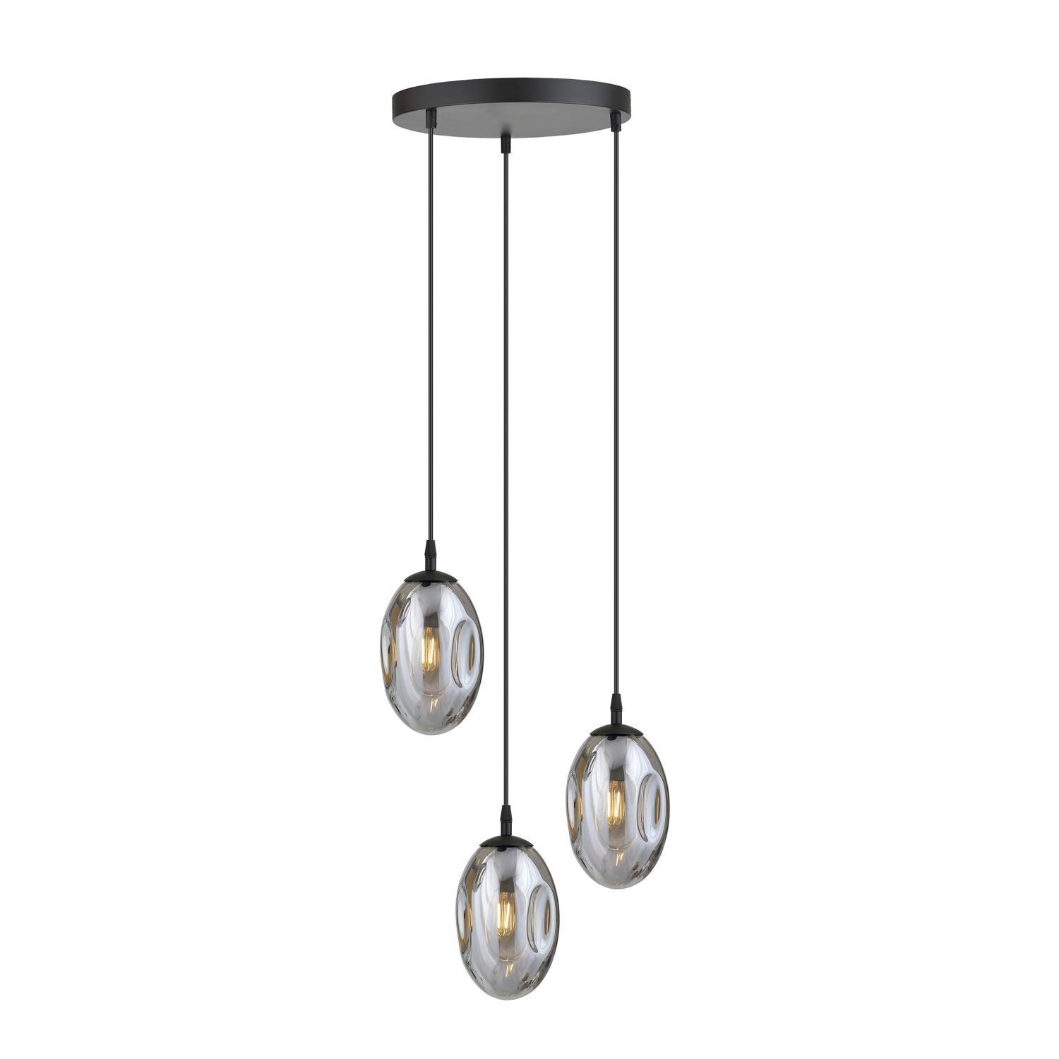 Suspension E14 noir graphite 3 flammes salon
