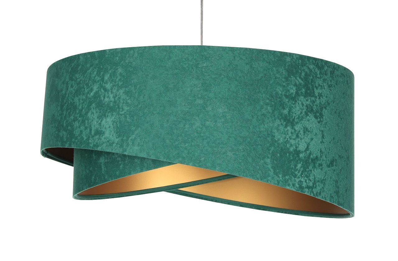 Suspension Tissu E27 rond D : 50 cm Vert Or Aspect velours