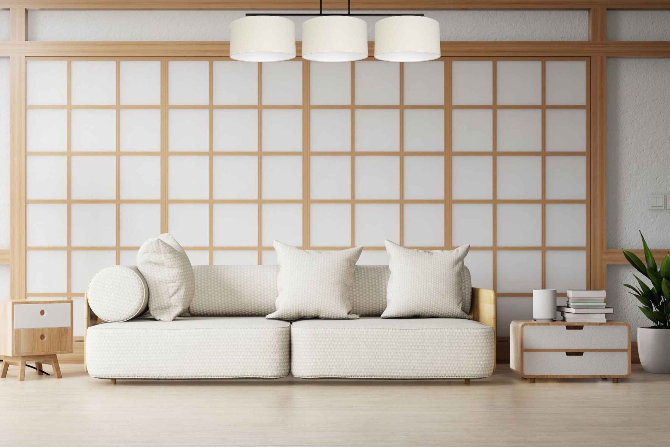 Plafonnier long Tissu Noir Ecru Blanc E27 100 cm Drinnen, Innenarchitektur, Wohnzimmer, Kissen, Dekoration für Zuhause