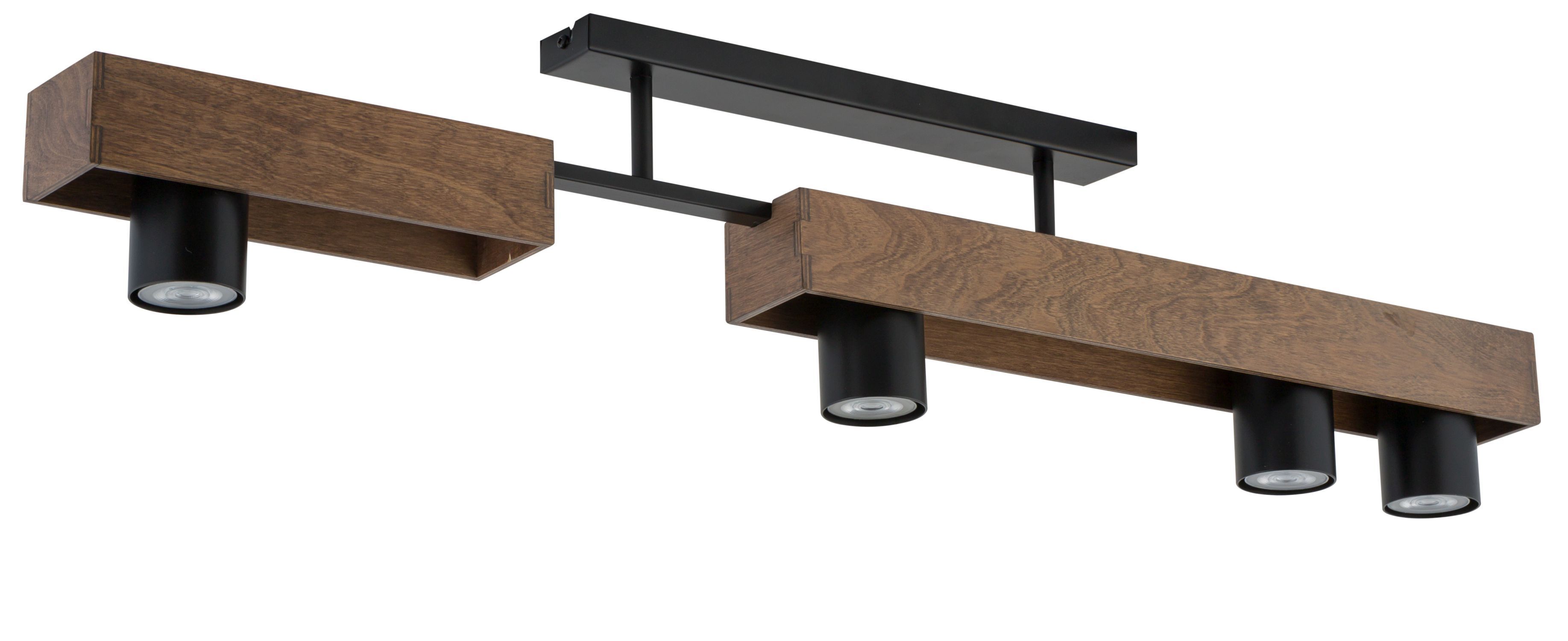 Plafonnier moderne noir 4 flammes GU10 98 cm de long