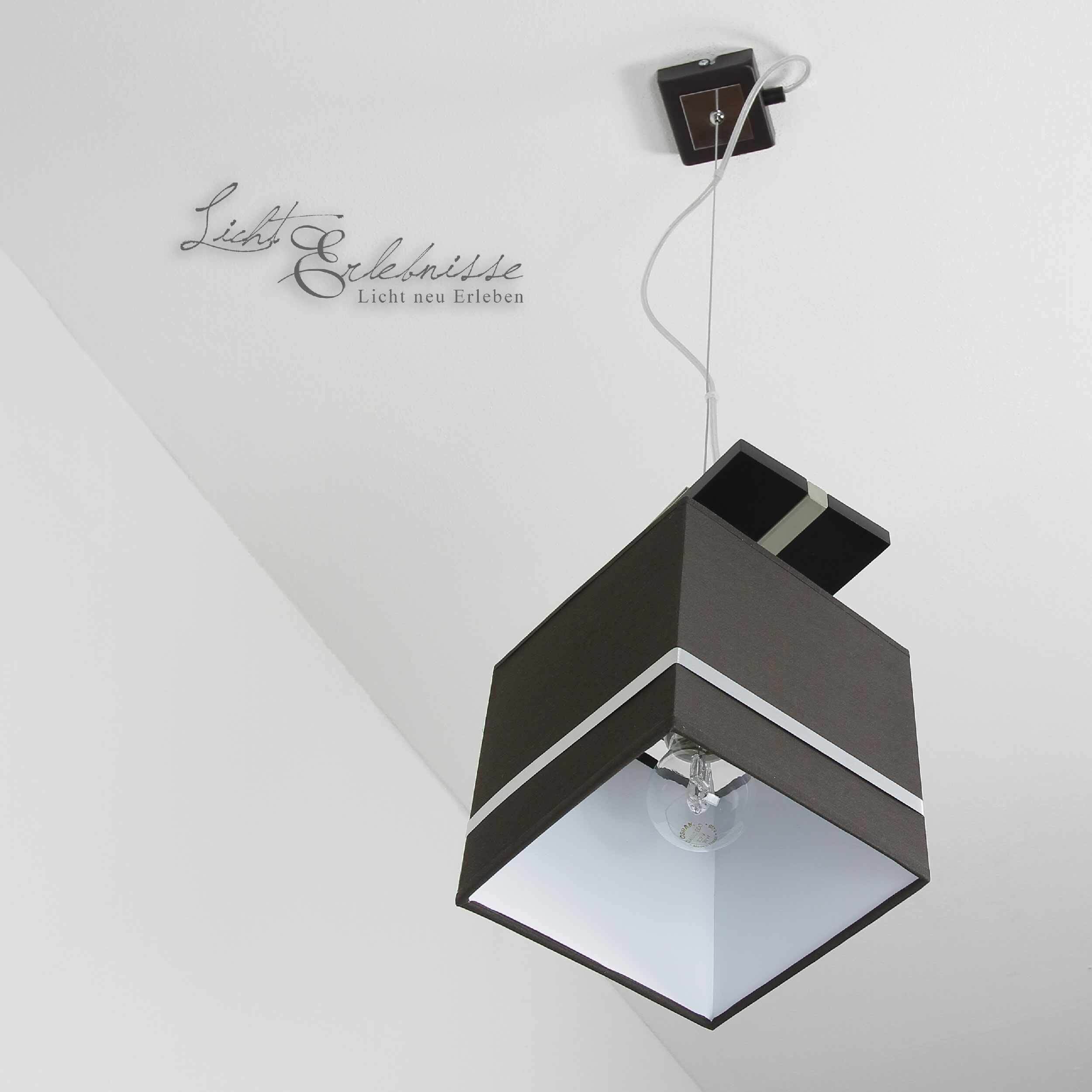 Suspension Abat-jour tissu brun chrome E27 Lampe