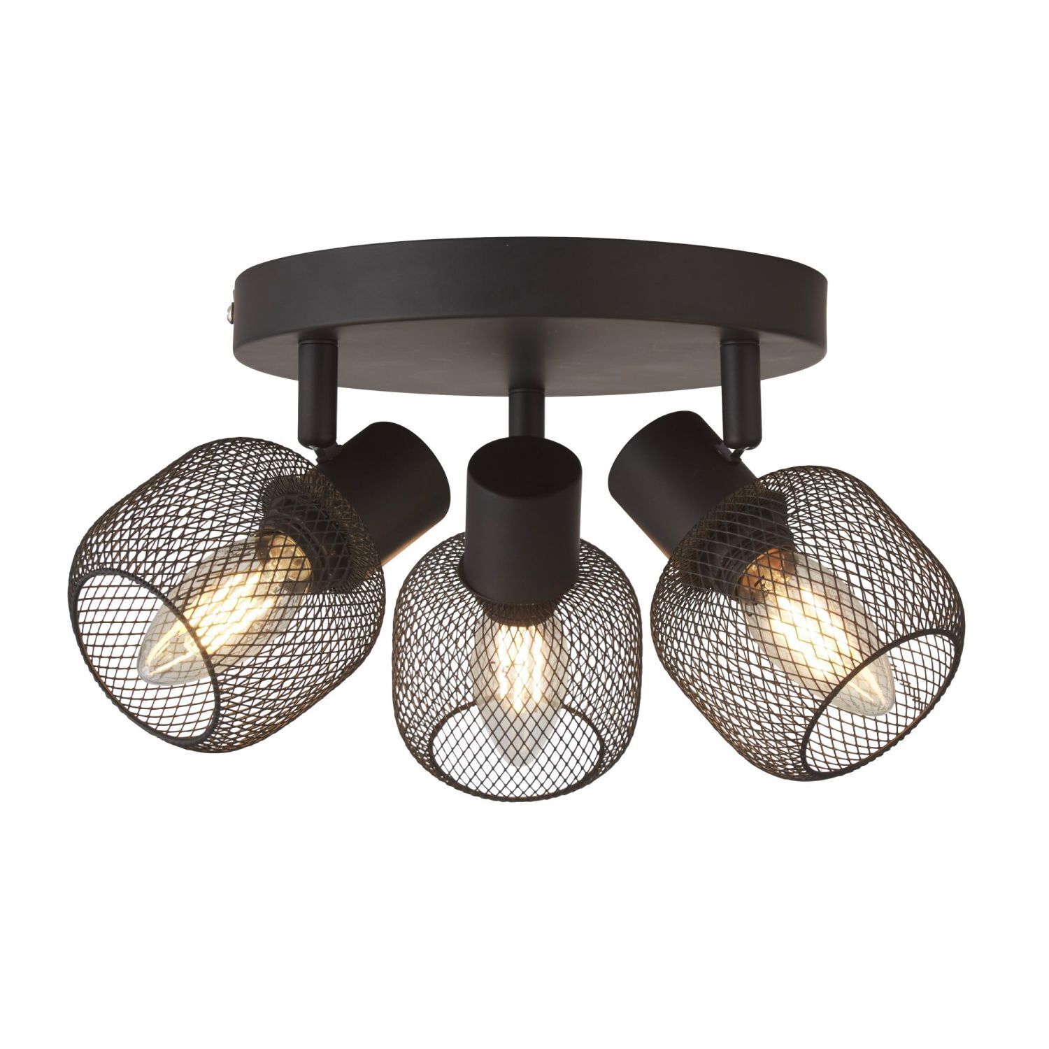 Plafonnier 3 flammes noir E14 D : 36 cm Métal