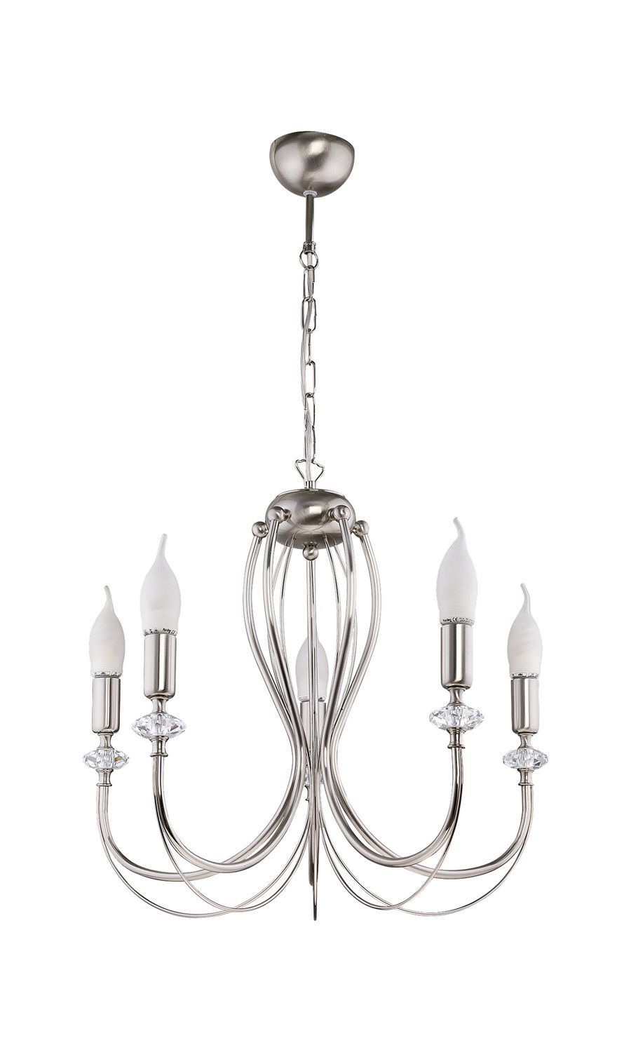 Lustre rustique métal nickel E14 5 flammes