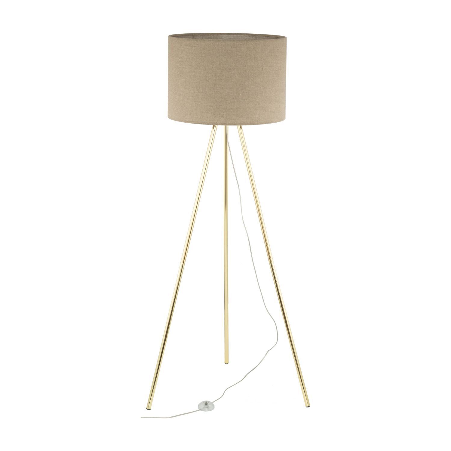 Lampadaire tripode Or Marron 160 cm Métal Lin E27