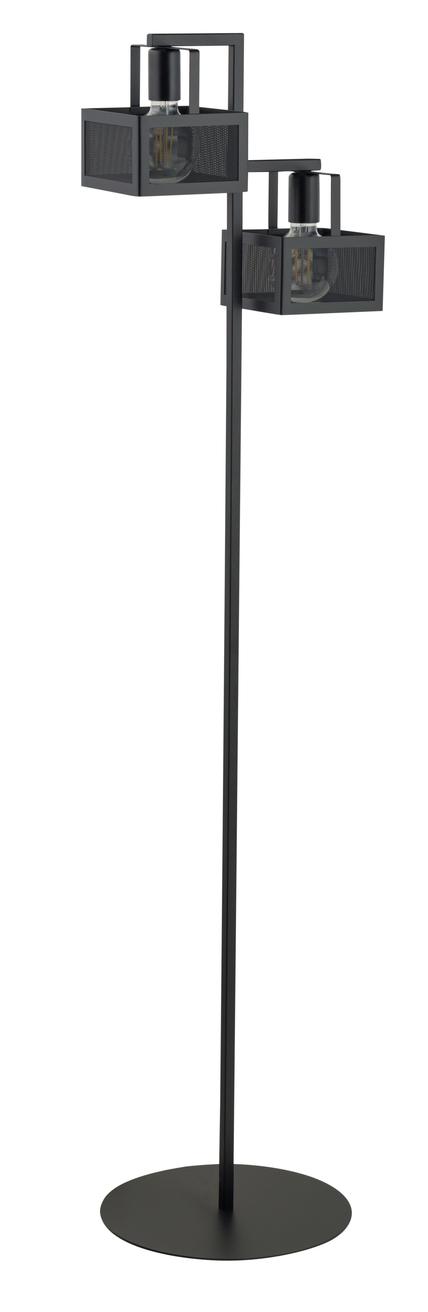 Lampadaire noir métal E27 grand 160 cm 2 flammes