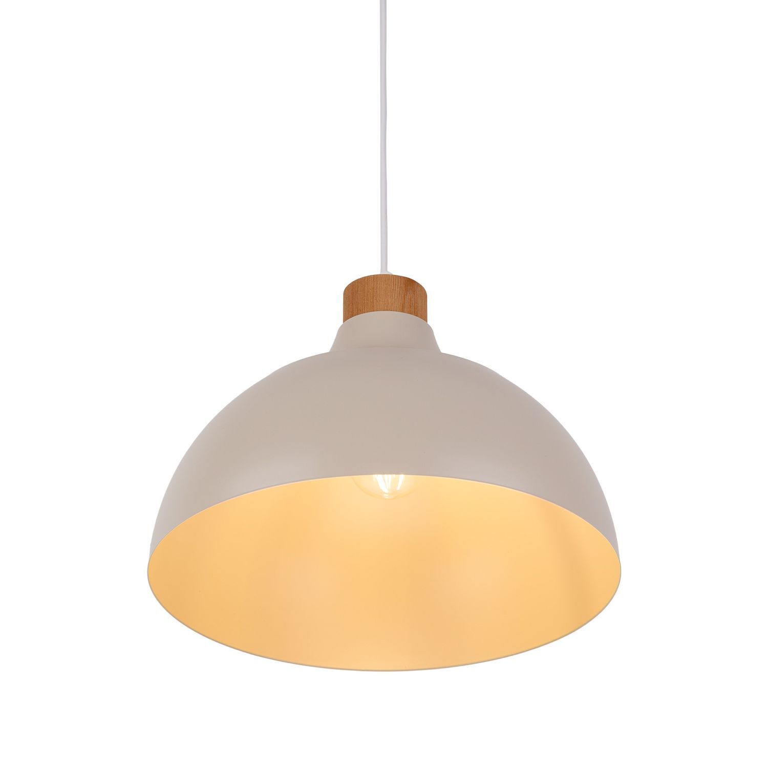 Lampe à suspendre métal bois Ø 34 cm Retro Beige E27