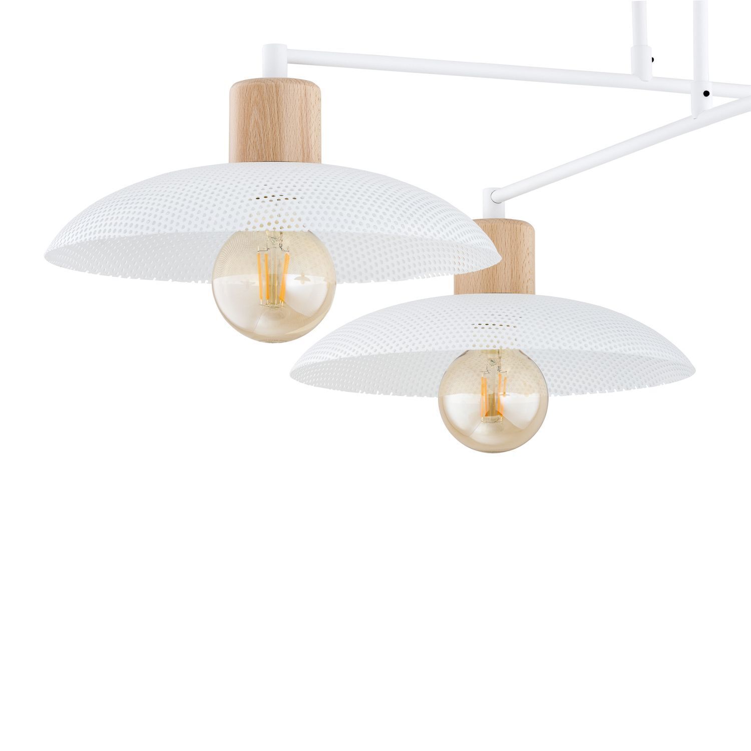 Plafonnier blanc imitation bois 100 cm grand métal E27 4-flamme