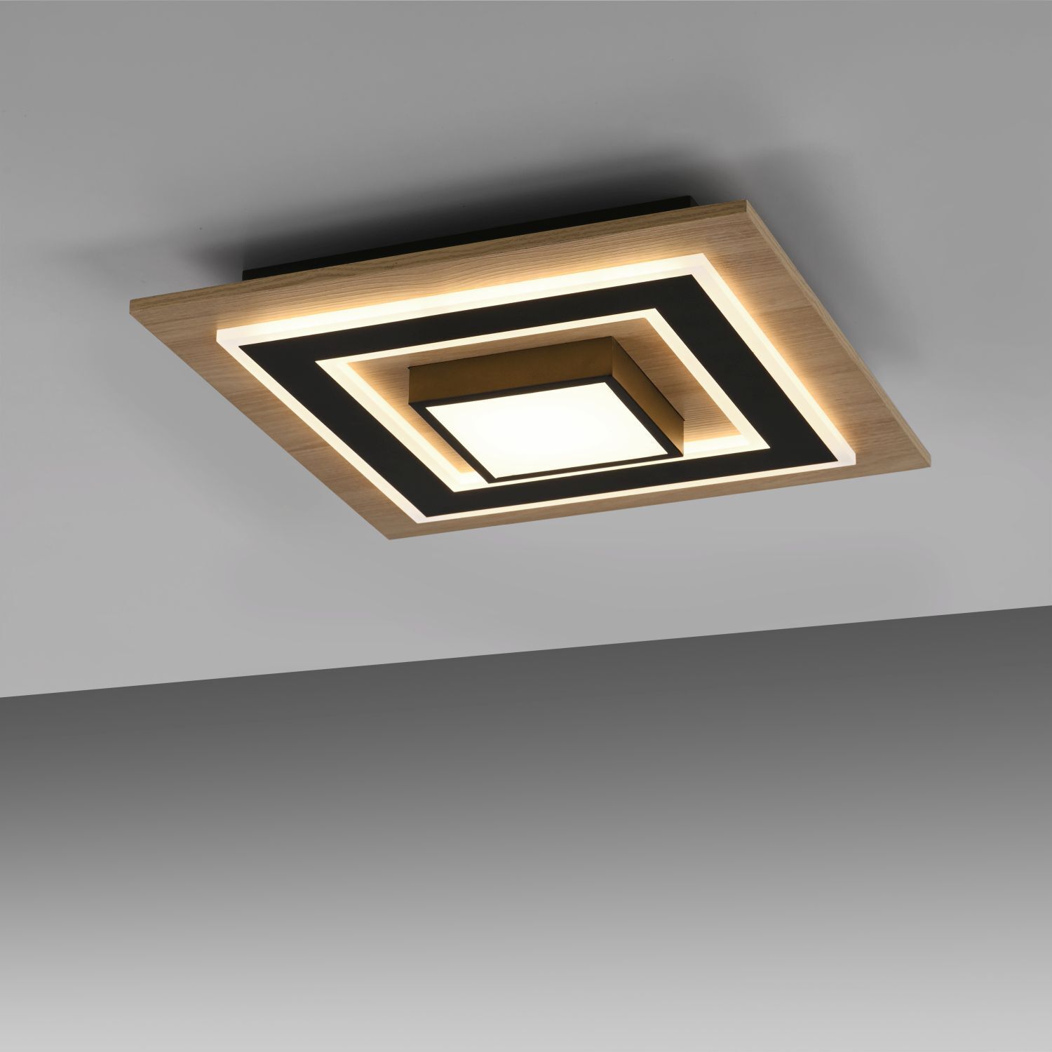 LED Deckenlampe Holz Metall 2150 lm wohnlich blendarm Deckenleuchte