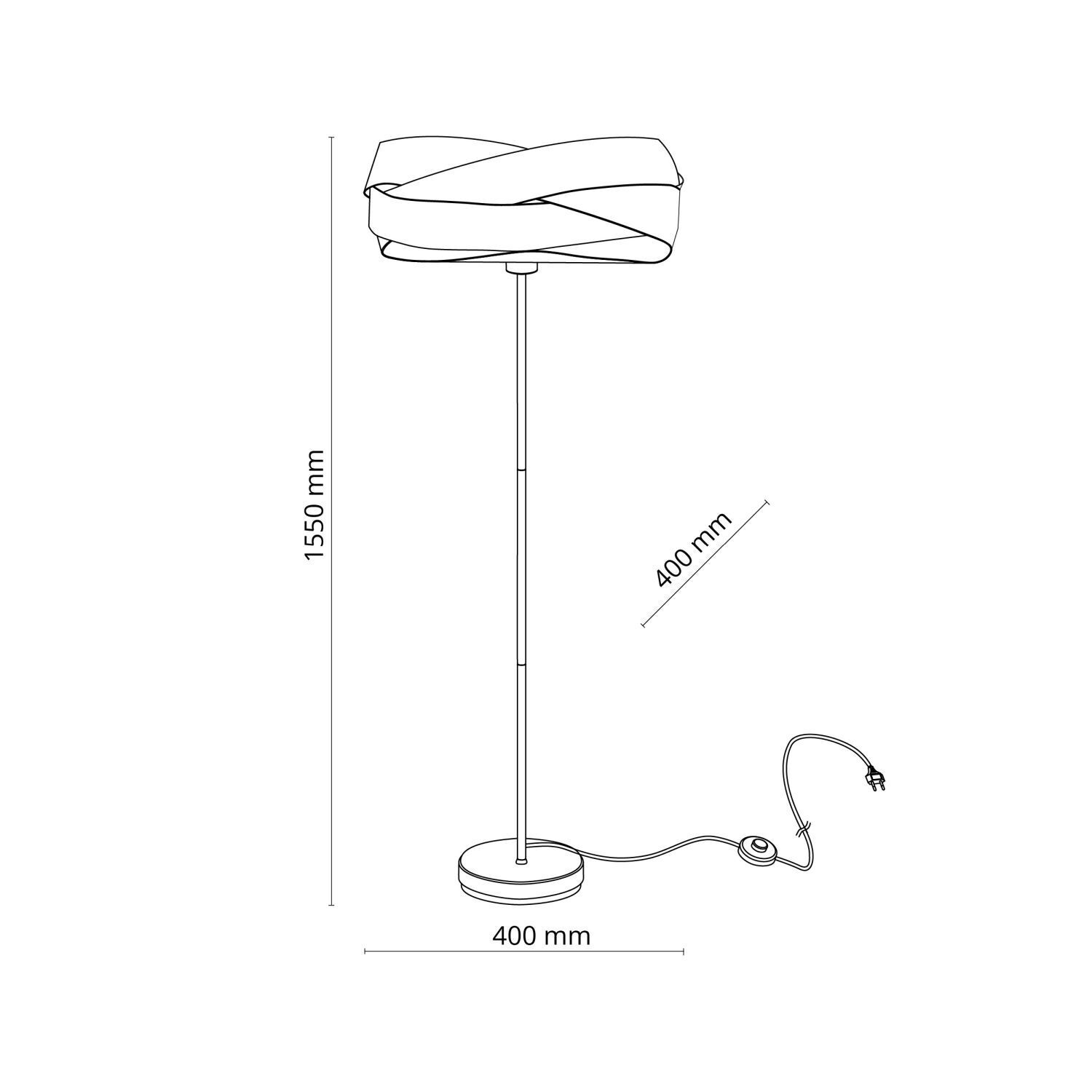 Stehleuchte, Spannungsnetz, Metallstab, Dreifachwicklung, Kabelschalter