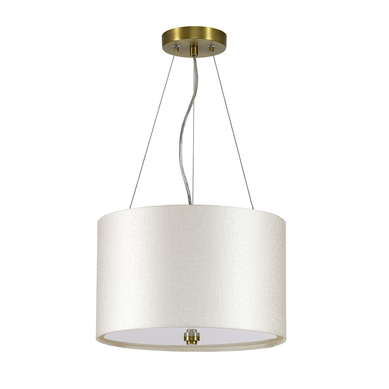 Suspension tissu Ø36cm en crème laiton antique