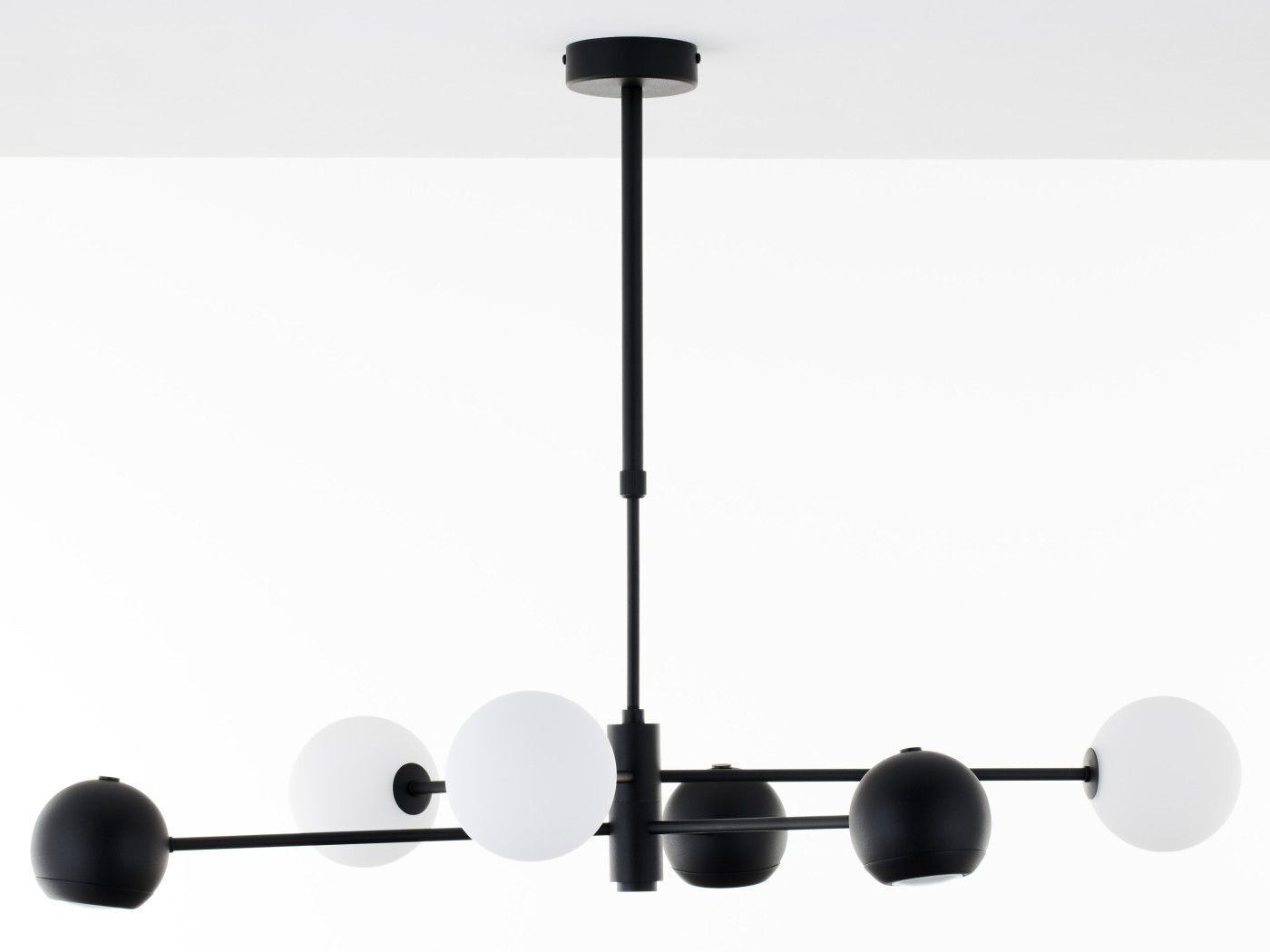 Plafonnier noir métal verre L:94 cm G9 GU10 6-flmg Leuchter, Lampe, Deckenventilator, Gerät, Elektrisches Gerät