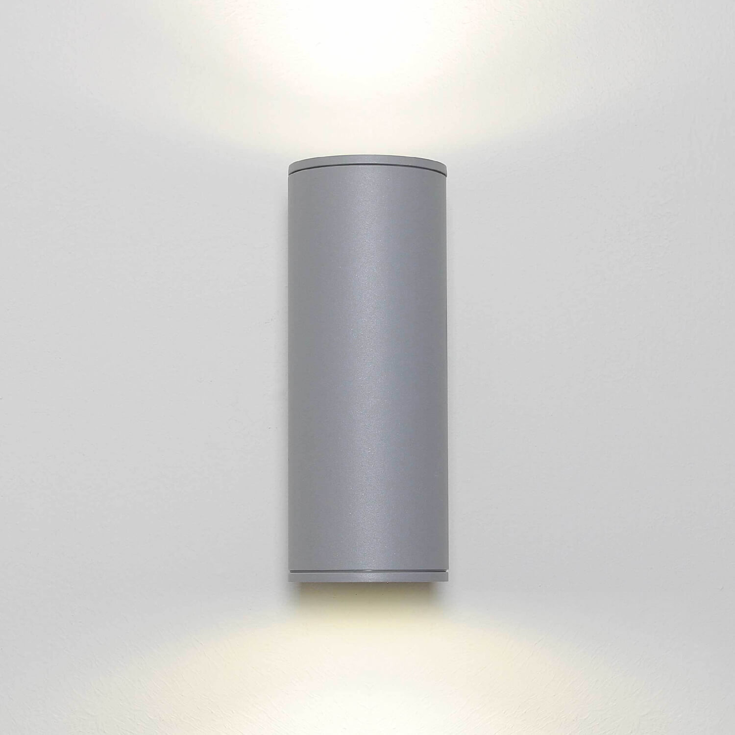 Außenleuchte Grau Up Down Aluminium Glas Fassade Haus Zylinder, Lampe