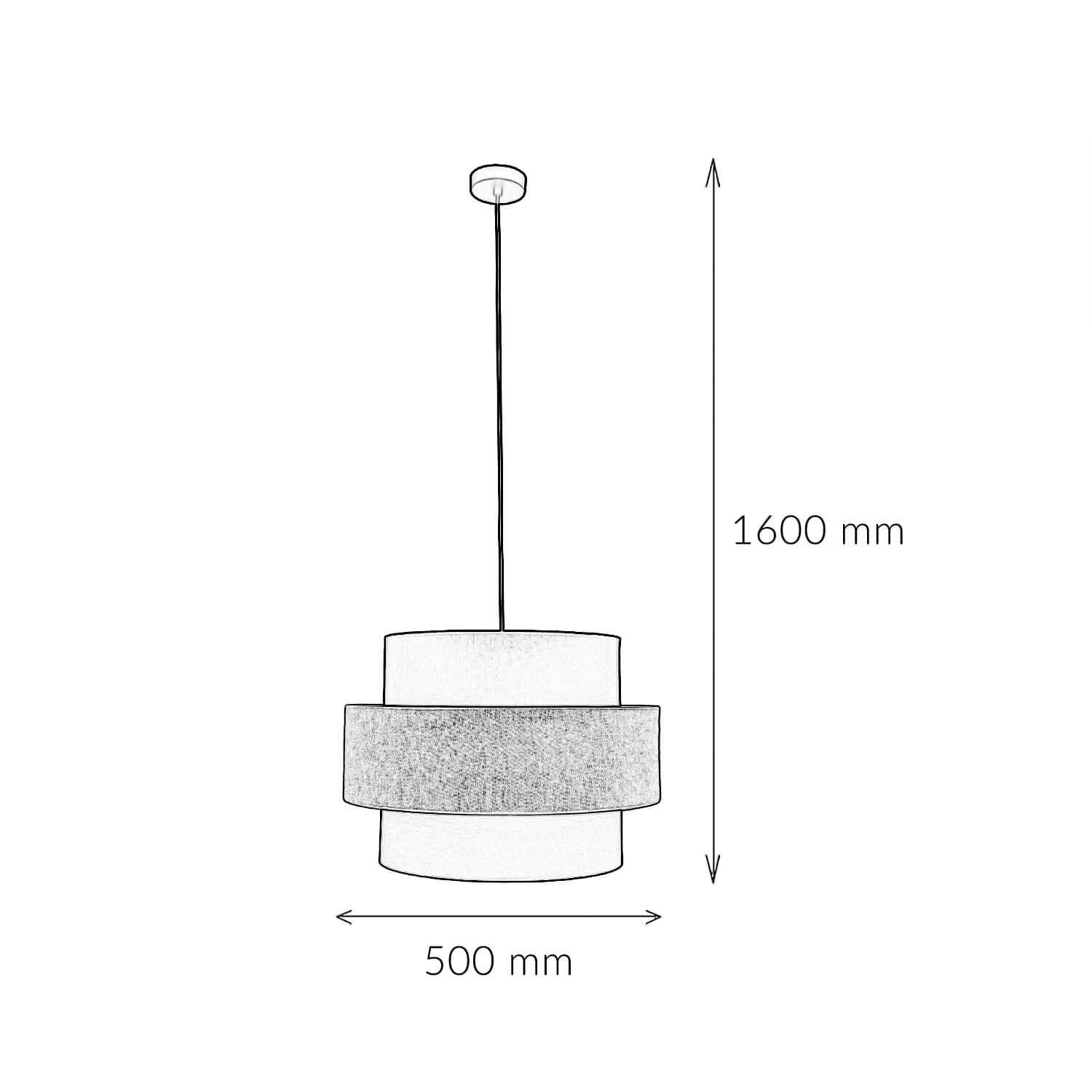 Suspension ronde Ø 50 cm H : max. 160 cm Tissu Jute Coloré E27