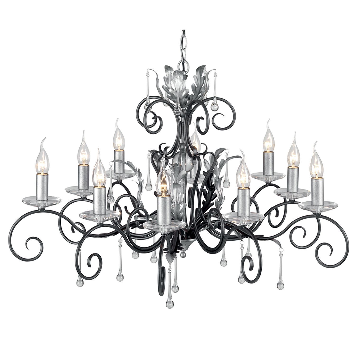 Lustre de style en argent noir avec cristal