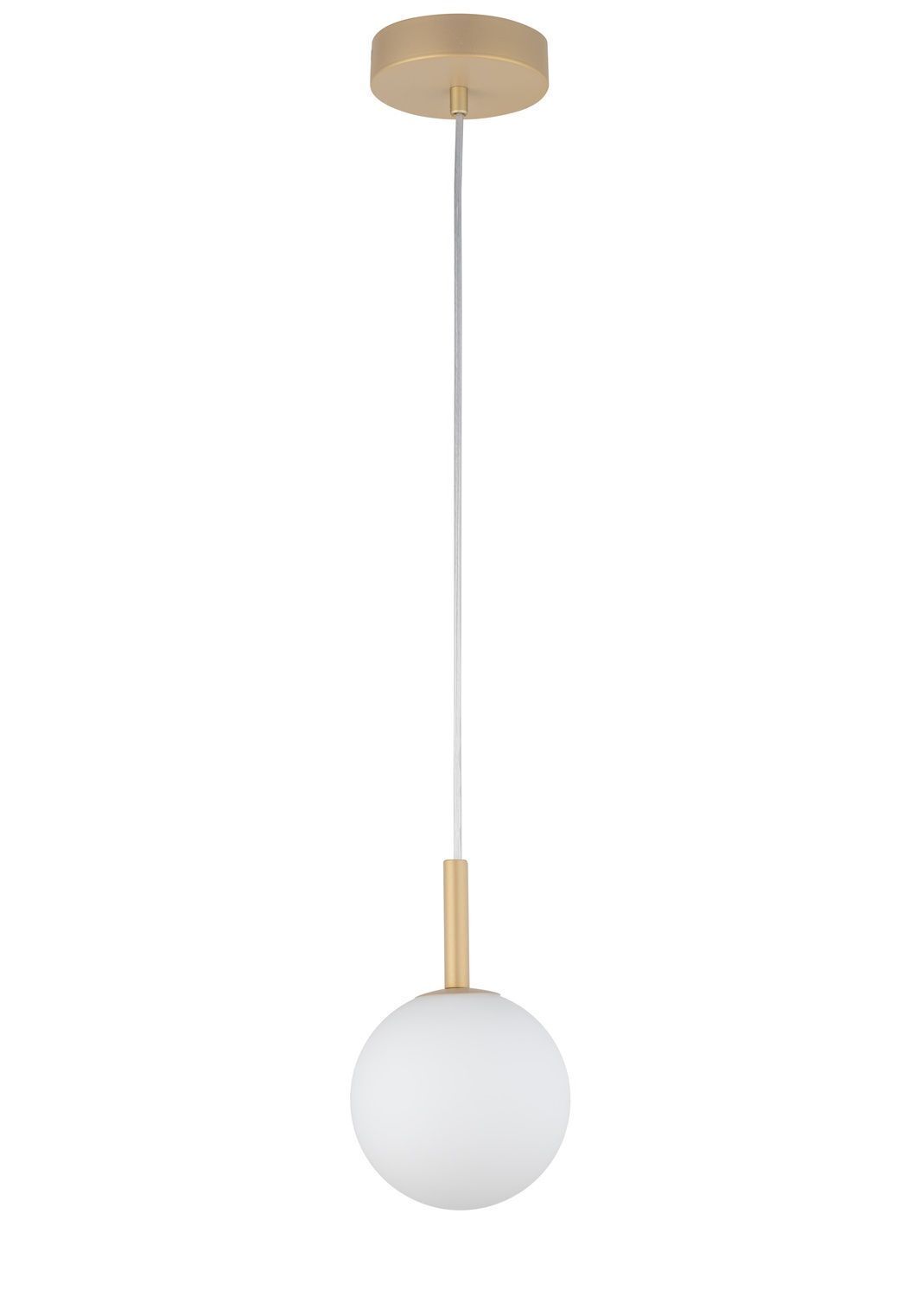 Lampe à suspendre ronde verre sphère métal or G9 Ø14 cm