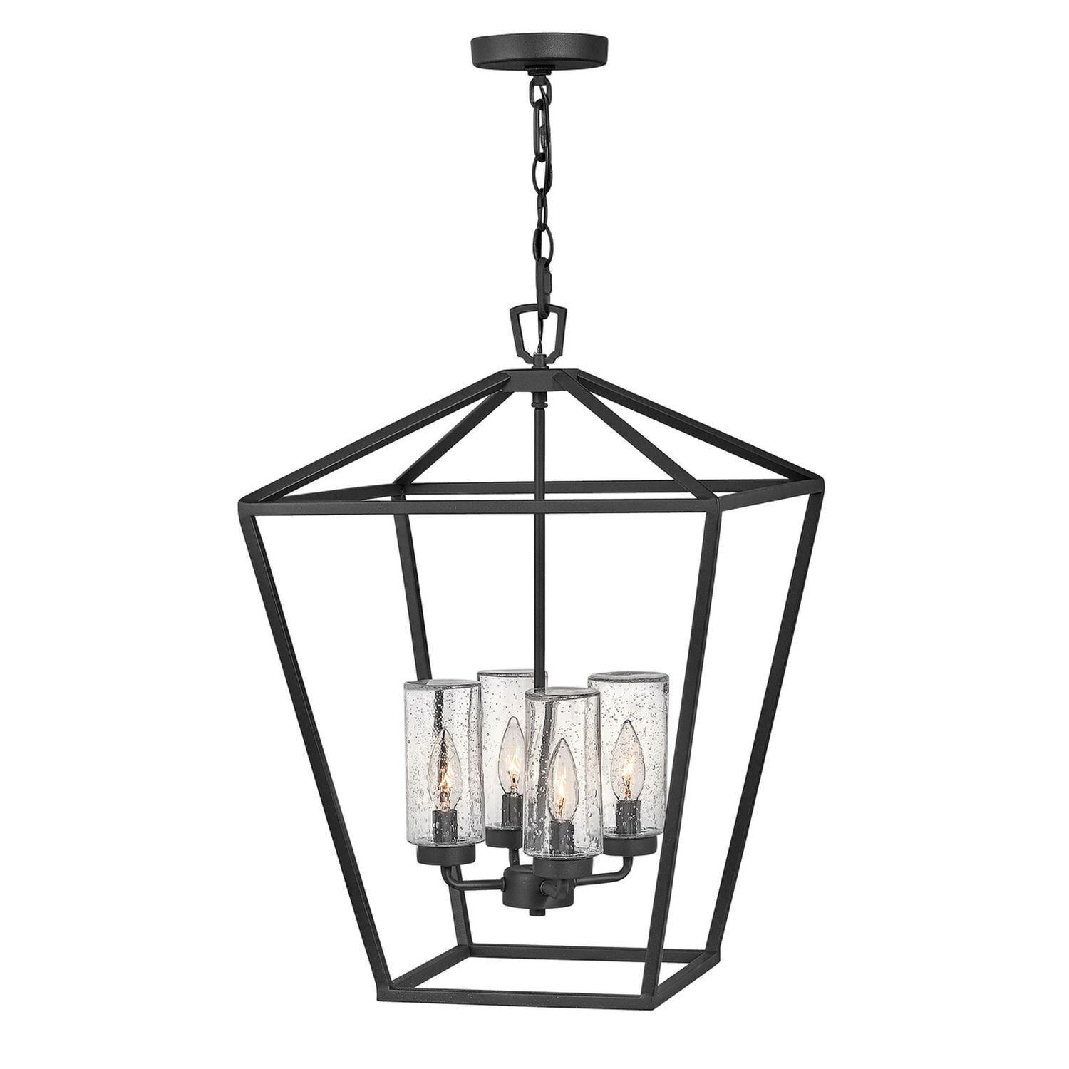 Suspension extérieure aluminium verre E14 IP44 noir vintage