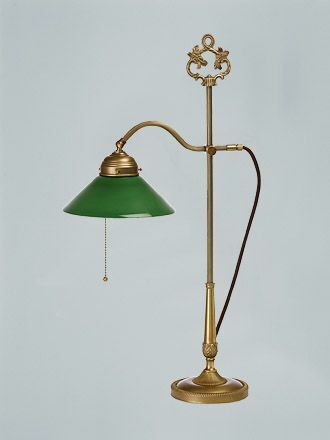Lampe de banquier réglable verre laiton E27 63 cm vert