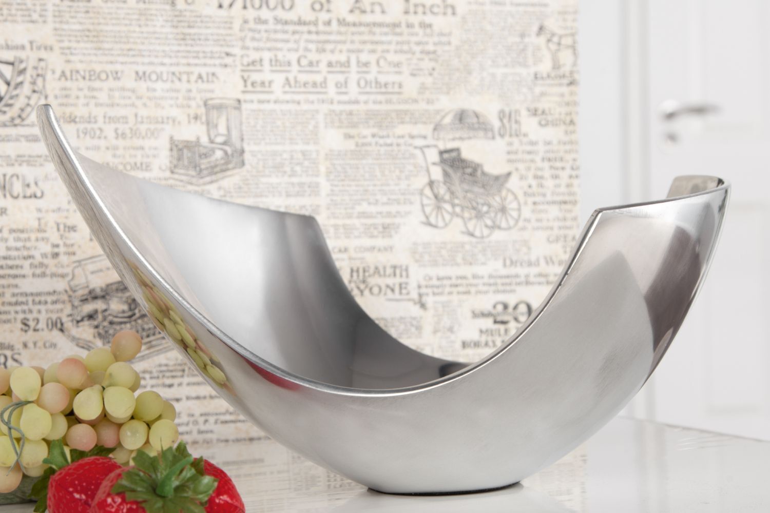 Obstschale Aluminium 25x13 cm in Silber Schale