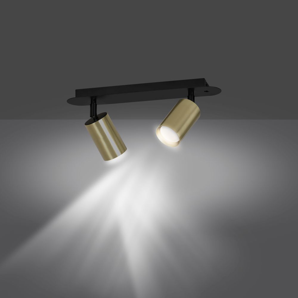 Plafonnier noir or 2 flammes GU10 ELLIOT