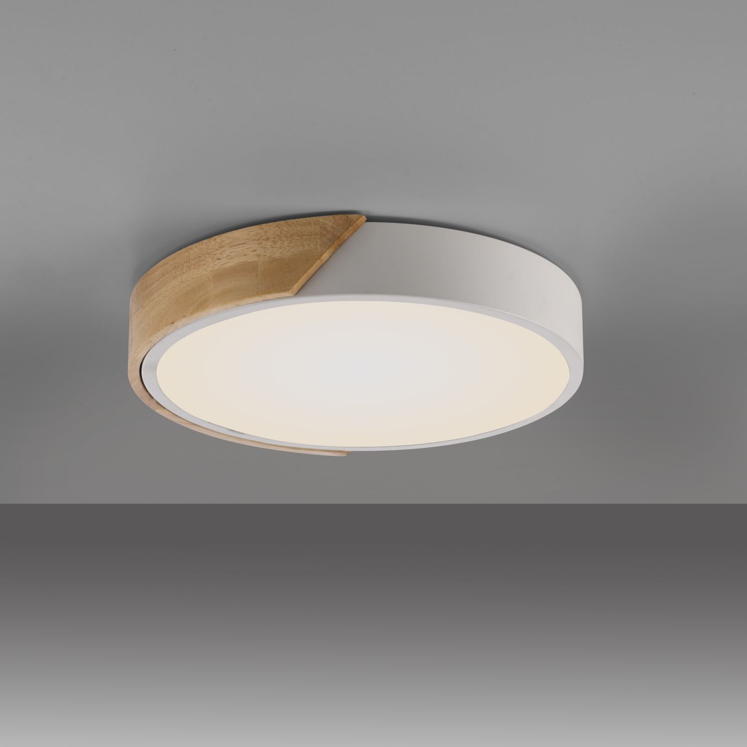 Lampe de plafonnier ronde LED bois Ø32 cm blanc naturel 2520 lm Deckenleuchte, Leuchte